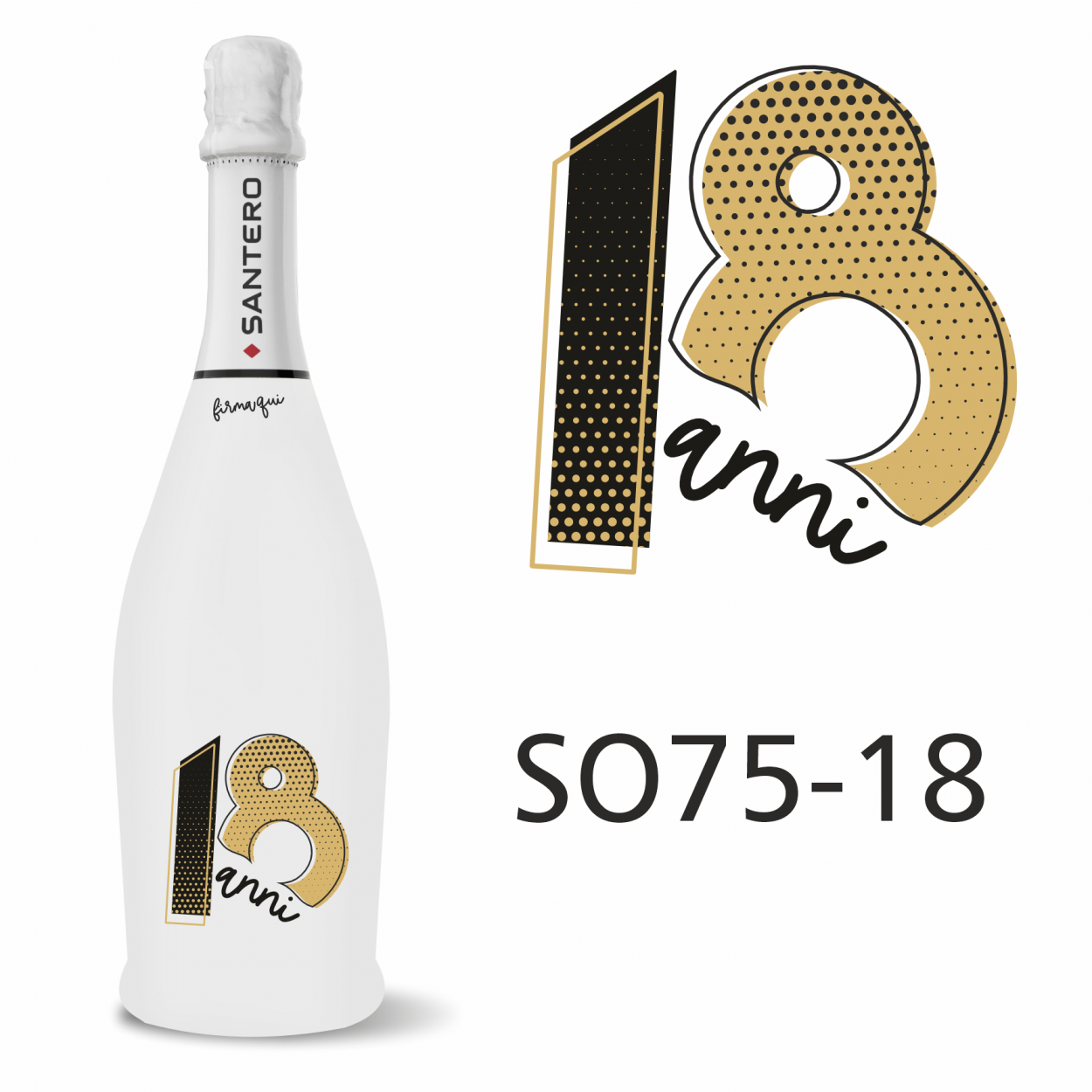 SPUMANTE EXTRA DRY WHITE LT0.75 SANTERO 9.5.8 18 ANNI ORO