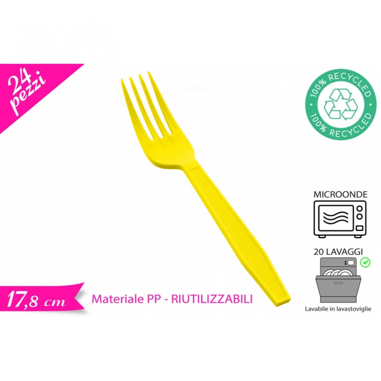 24 FORCHETTE RIUTILIZZABILI GIALLE – 17,8 CM 872760