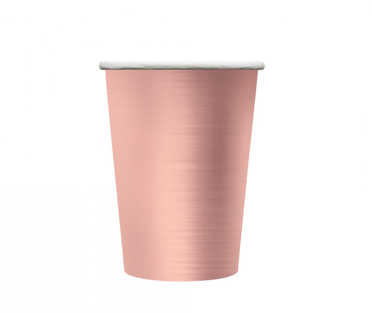 BICCHIERI CARTA 250 CC ROSA GOLD METAL – 15 PZ 34502