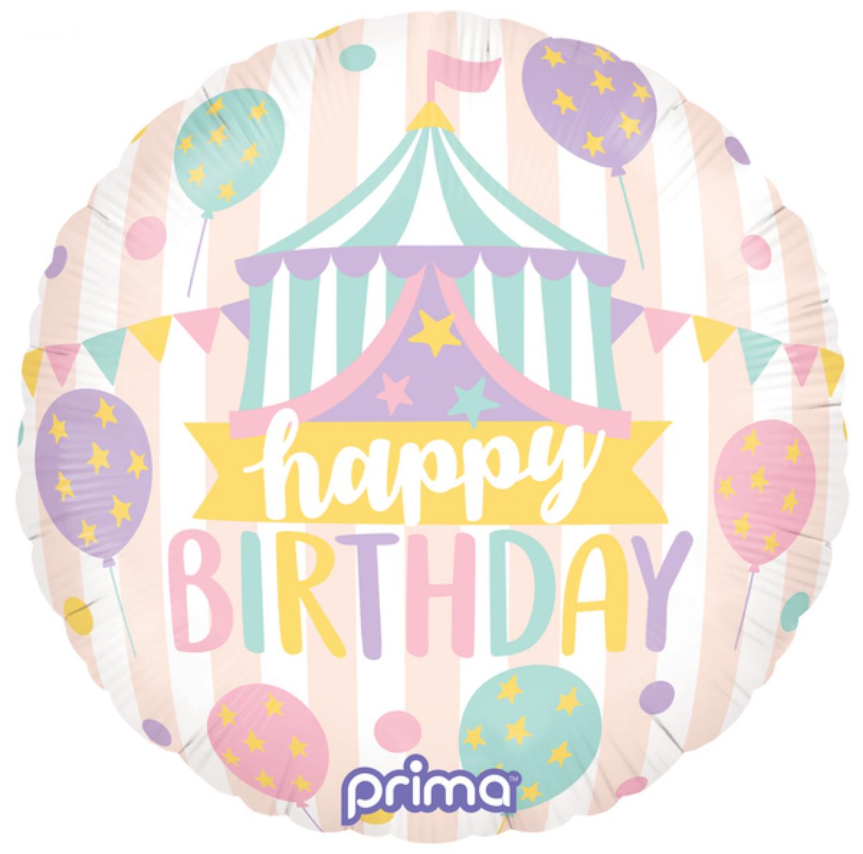 FOIL 18" PALLONCINO PASTEL CIRCUS HAPPY BIRTHDAY – PF-PCIR-18-50-1