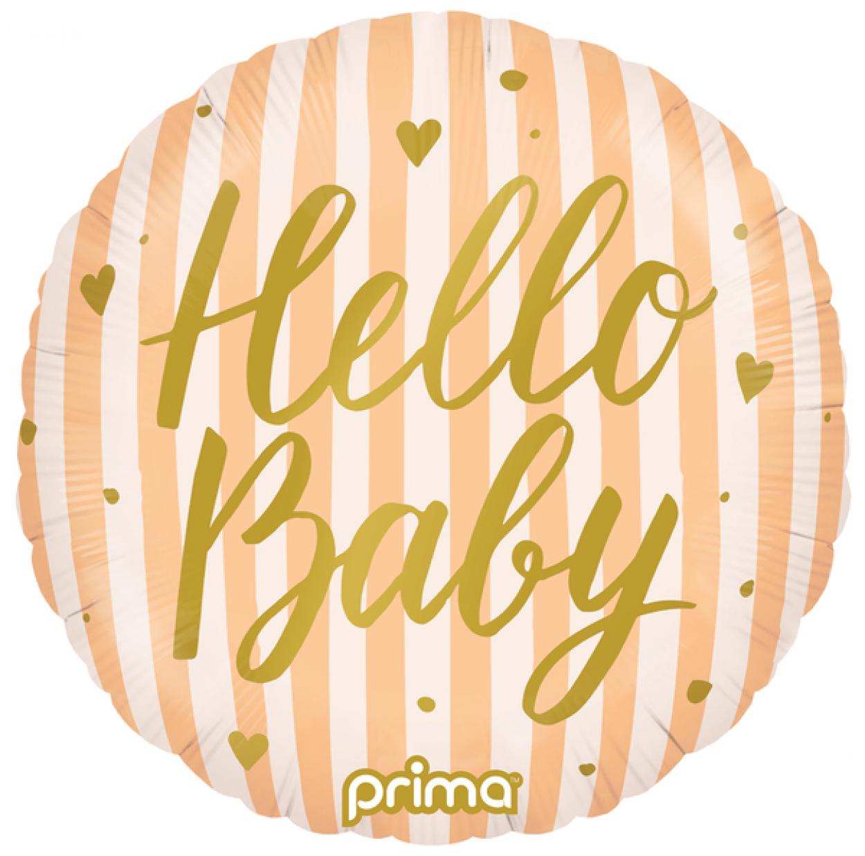 FOIL 18" PALLONCINO HELLO BABY CON STRISCE PESCA – PF-HBPH-18-50-1