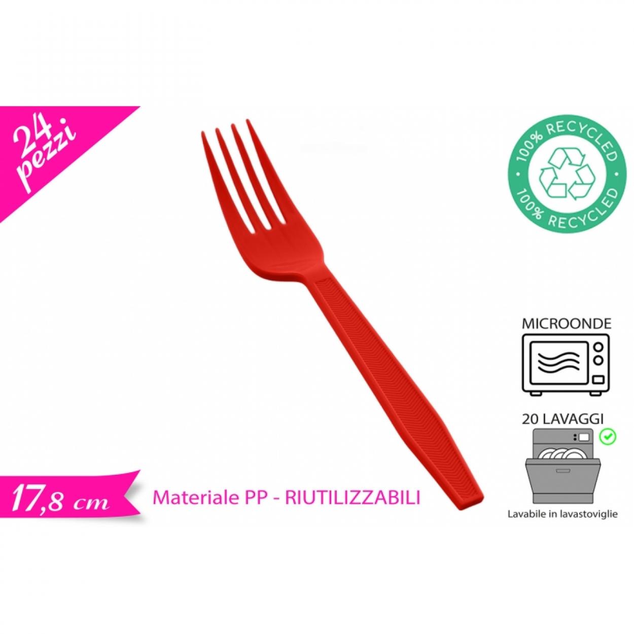 24 FORCHETTE RIUTILIZZABILI ROSSE – 17,8 CM 872775
