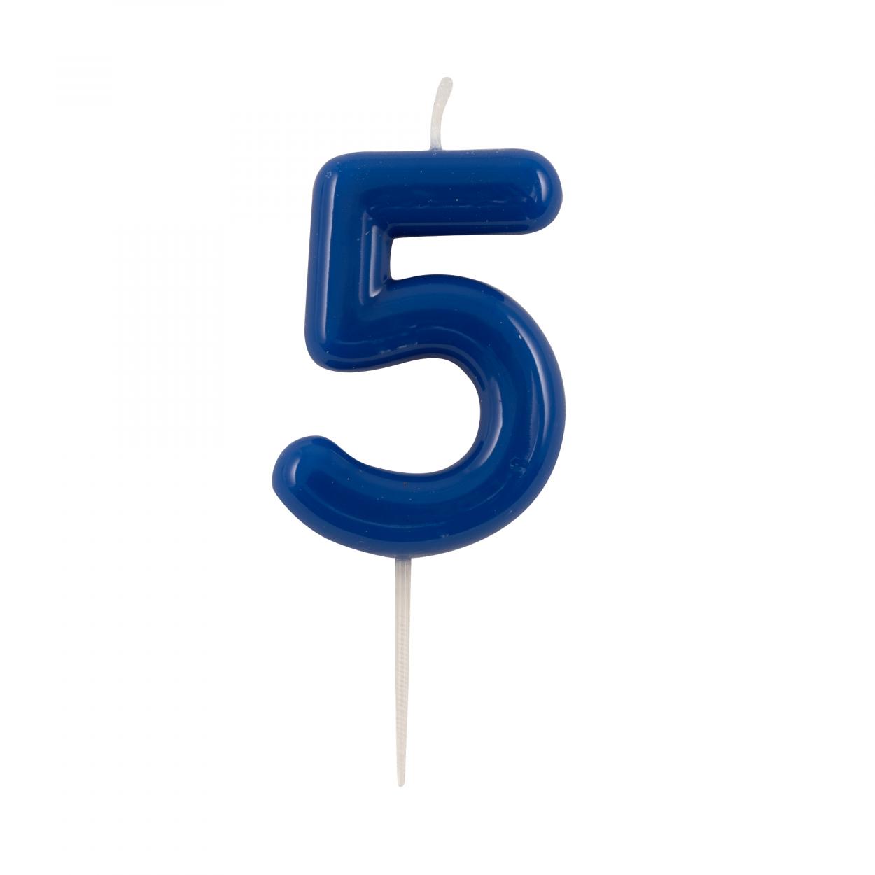CANDELINA GLOSSY NUMERO 5 BLU – CM 10,5 53125