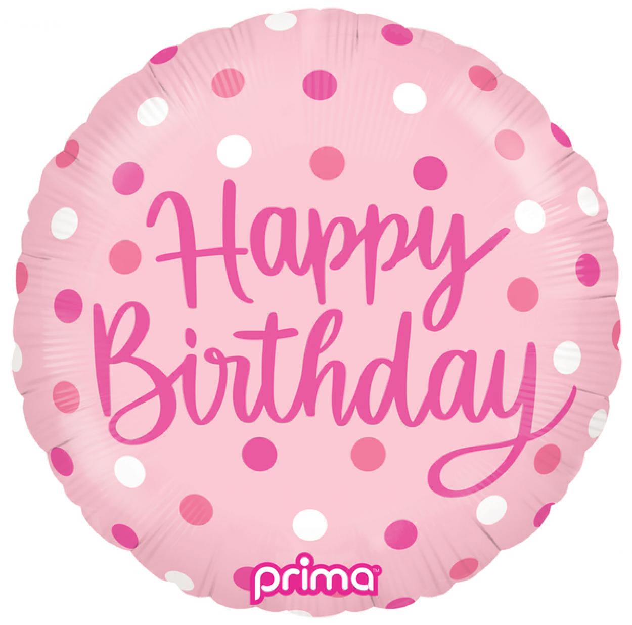 FOIL 18" PALLONCINO HAPPY BIRTHDAY BOLLE ROSA – PF-BDPK-18-50-1