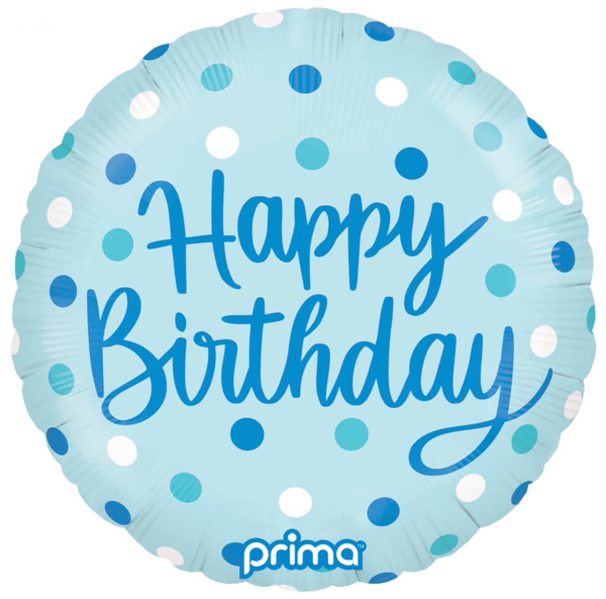 FOIL 18" PALLONCINO HAPPY BIRTHDAY BLUE DOTS – PF-BDBL-18-50-1