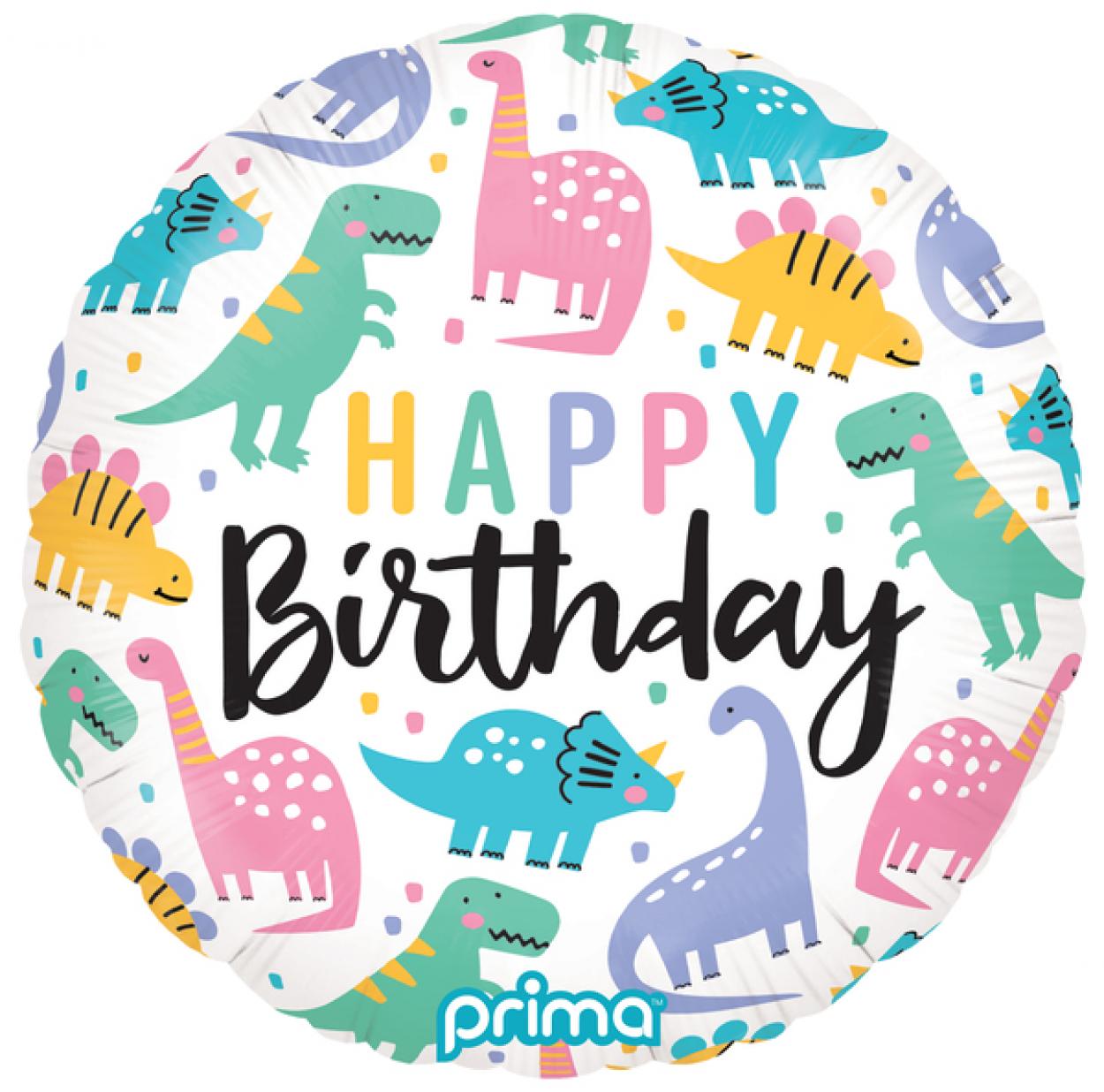 FOIL 18" PALLONCINO HAPPY BIRTHDAY DINO MULTICOLOR – PF+CDNO-18-50-1