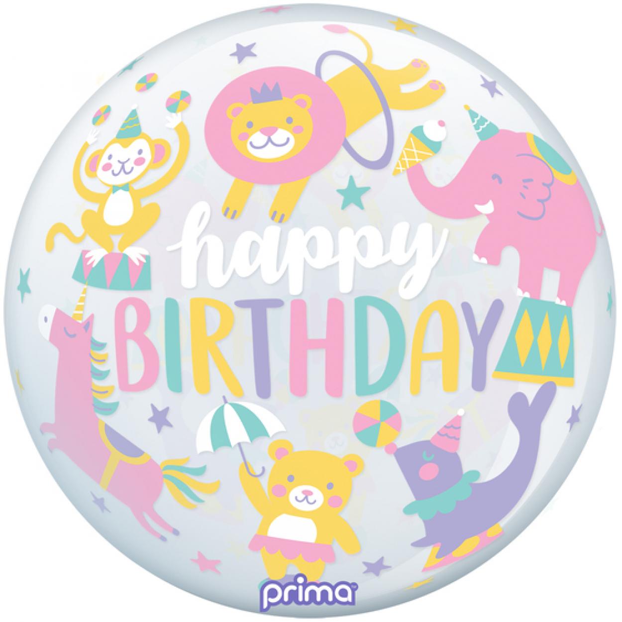 BUBBLE 20" PALLONE HAPPY BIRTHDAY CIRCO PASTELLO – PS-PCIR-20-50-1