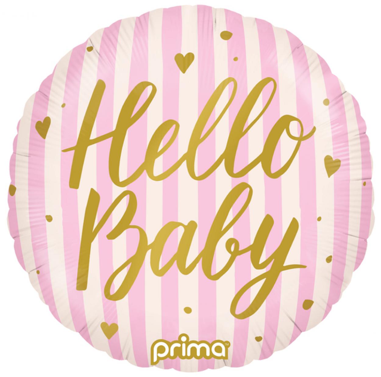 FOIL 18" HELLO BABY CON STRISCE ROSA PF-HBPK-18-50-1