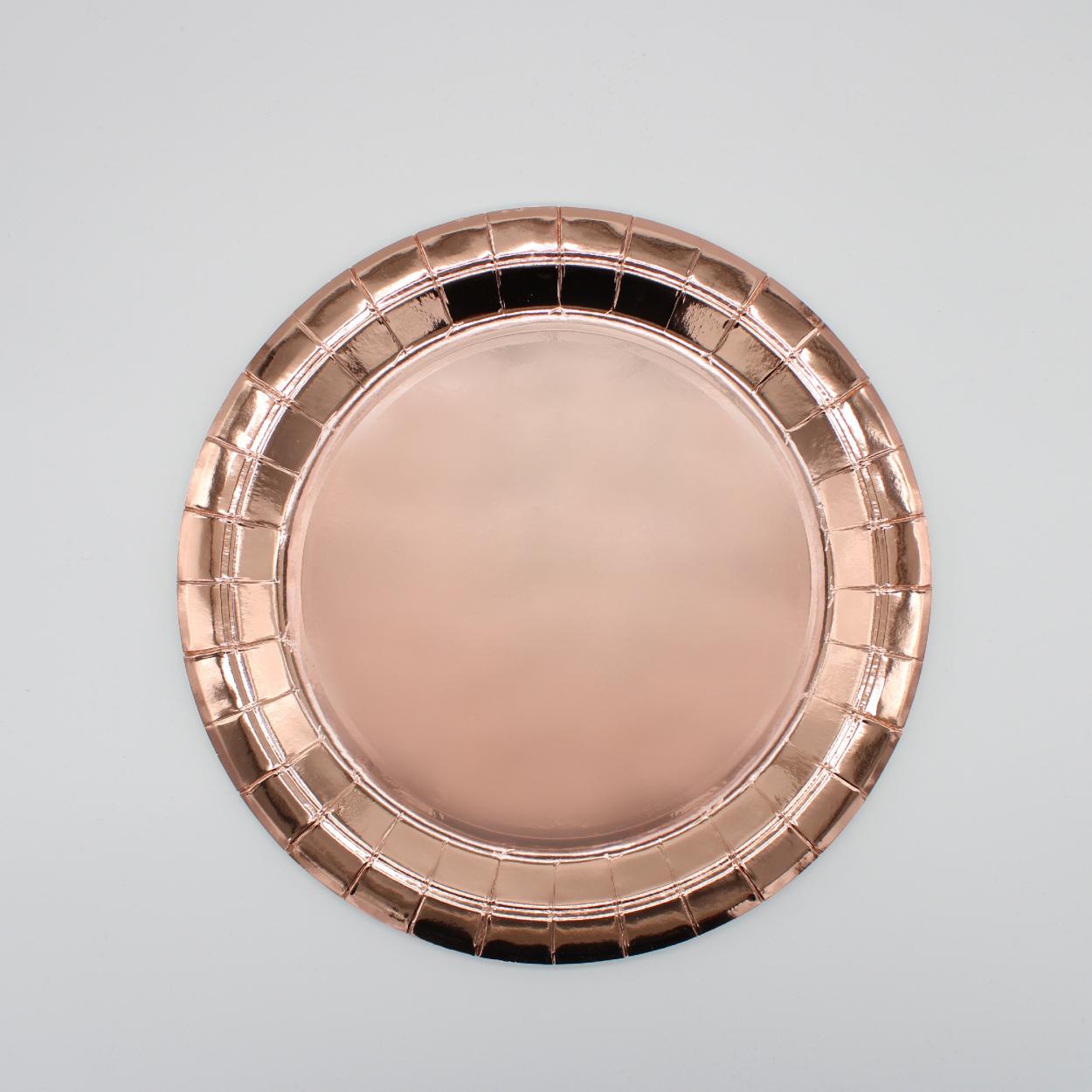 PIATTI CARTA GRANDI 24 CM ROSA GOLD METAL – 15 PZ 34500