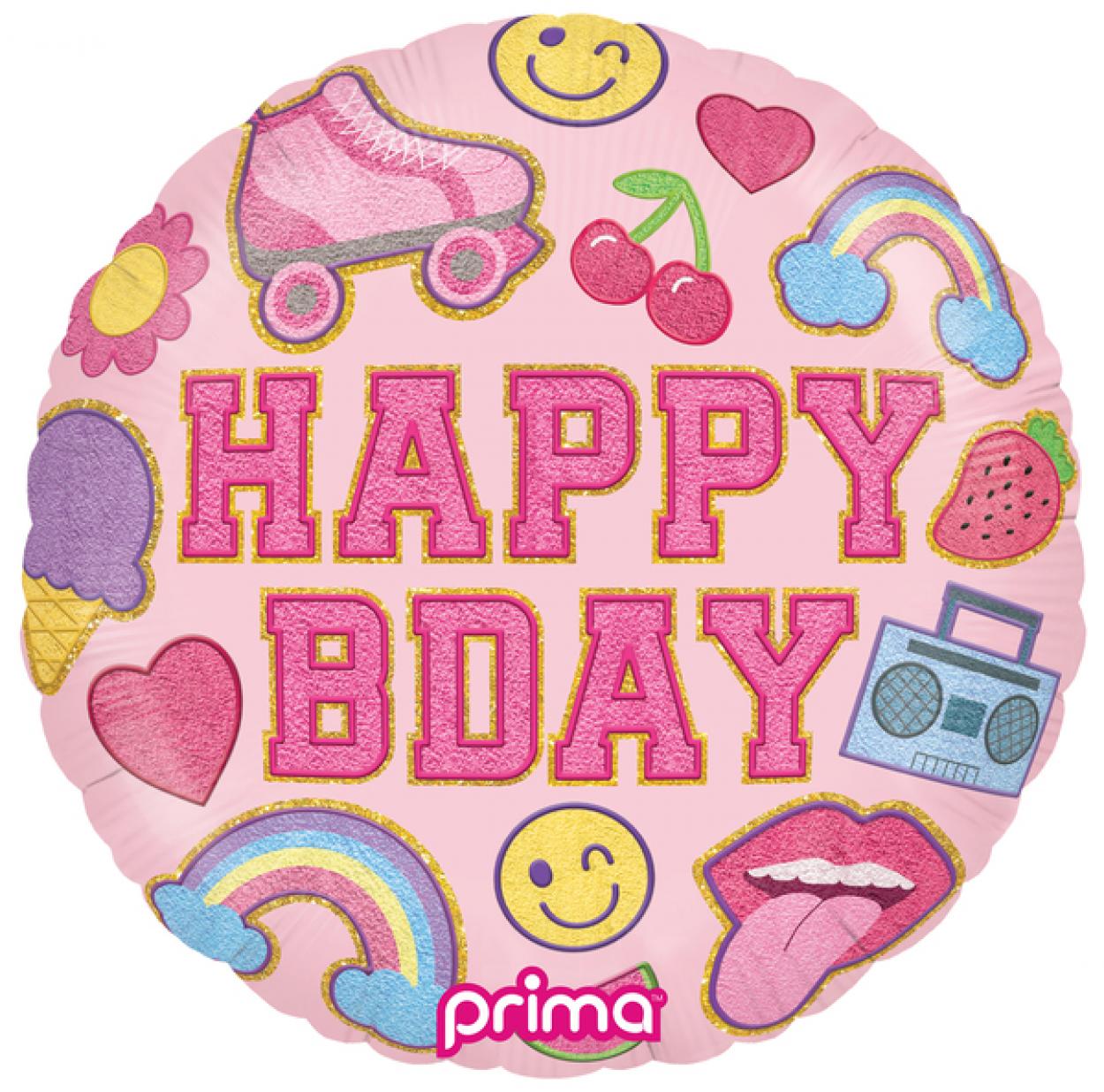 FOIL 18" PALLONCINO HAPPY BIRTHDAY STAMPE ROSA – PF-BGPT-18-50-1
