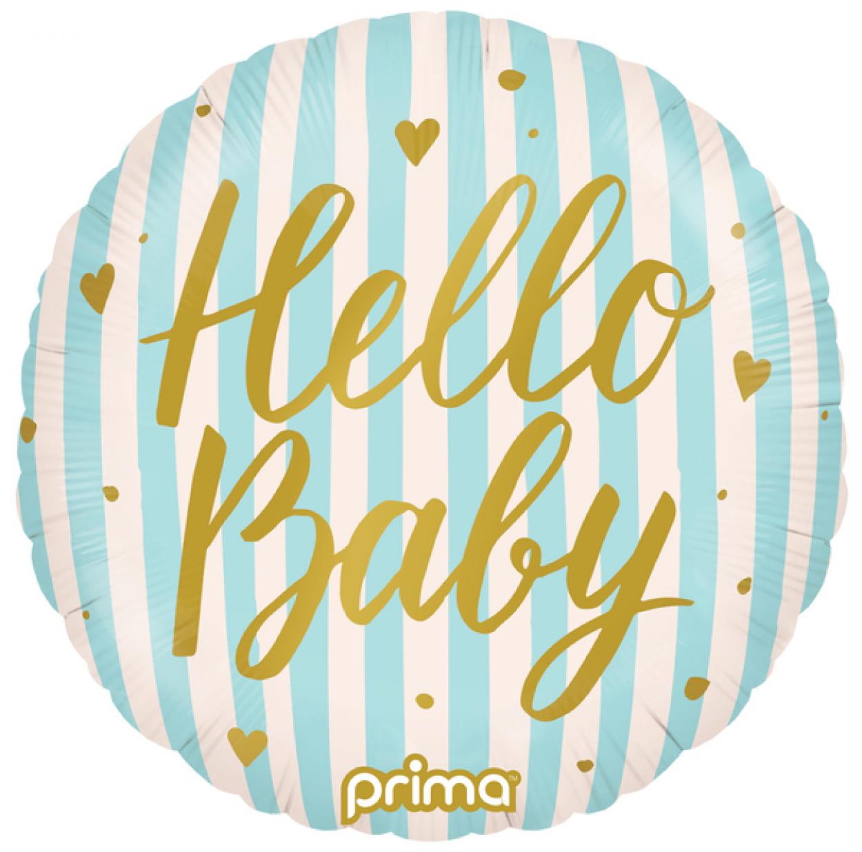 FOIL 18" HELLO BABY CON STRISCE AZZURRE PF-HBBL-18-50-1