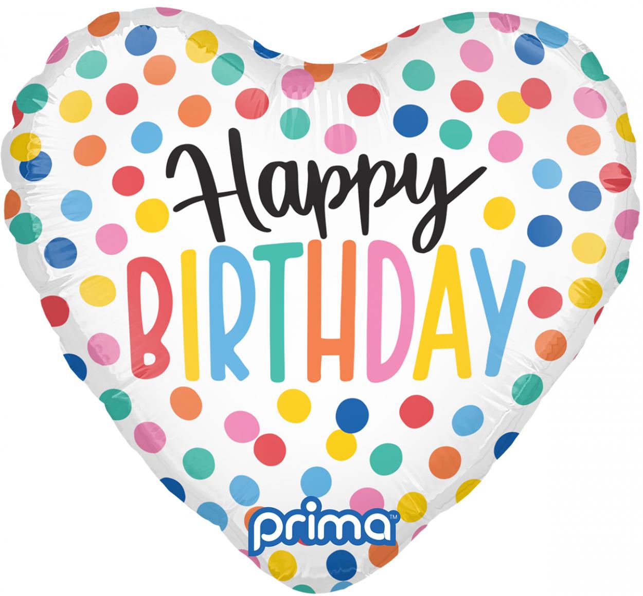 MINI SHAPE 9" PALLONCINO CUORE HAPPY BIRTHDAY CONFETTI – 6 PZ PF-BDCF-9-50-6