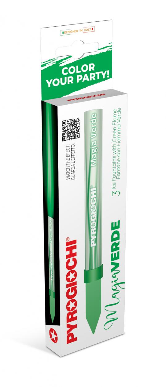 FONTANA PER TORTE EFFETTO COLORATO VERDE PYROGIOCHI - 3 PZ 41031