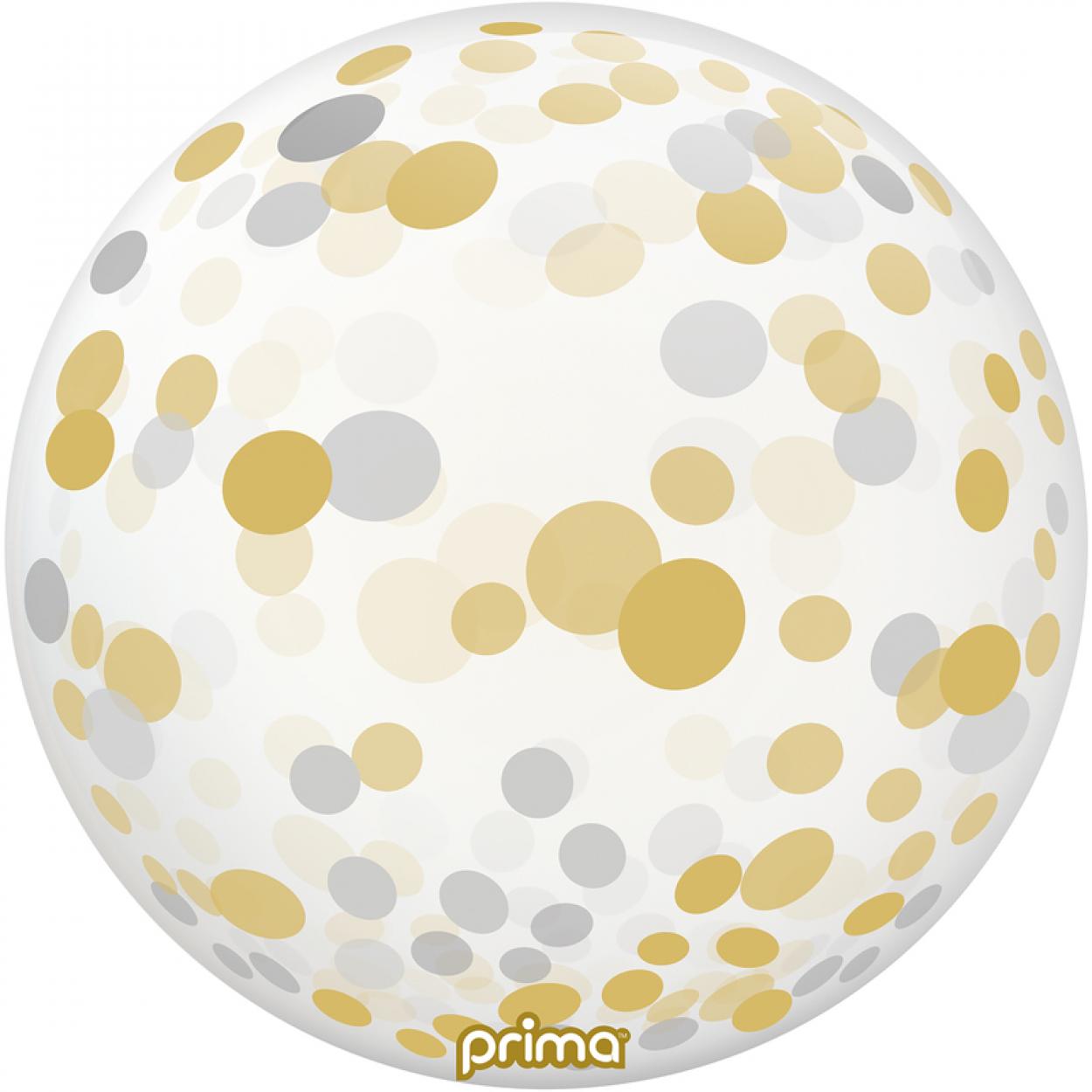 PALLONCINO BUBBLE 20" CONFETTI ORO E ARGENT PS-SGCF-22-50-1