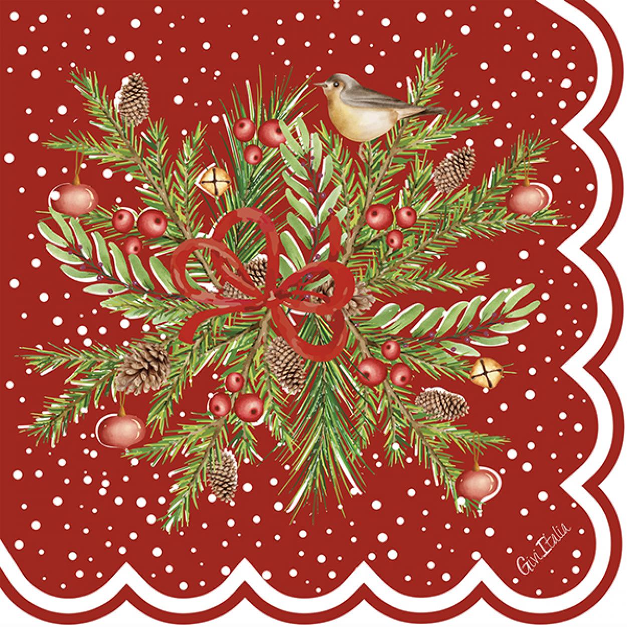 16 TOVAGLIOLI NATALE CON FANTASIA TREE AND STARS 33X33 CM 41773