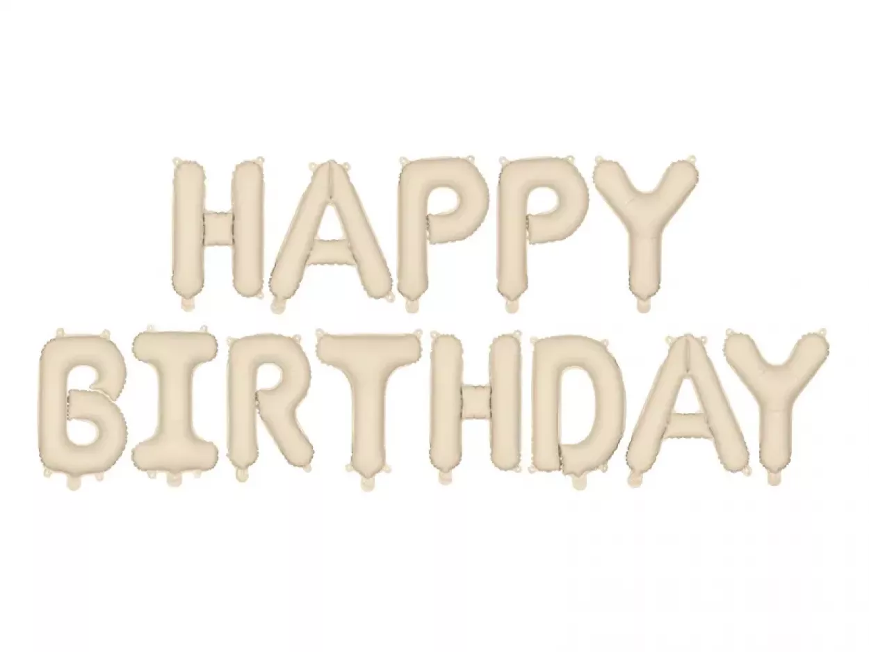 FOIL SUPER SHAPE HAPPY BIRTHDAY BEIGE 340X35 CM FB6T-013