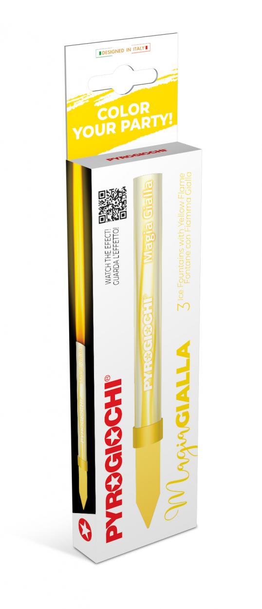 FONTANA PER TORTE EFFETTO COLORATO GIALLO PYROGIOCHI - 3 PZ 41028
