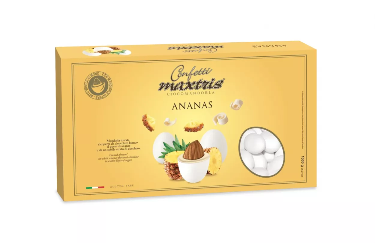CONFETTI MAXTRIS GUSTO ANANAS BIANCO - 1 KG MAXANA