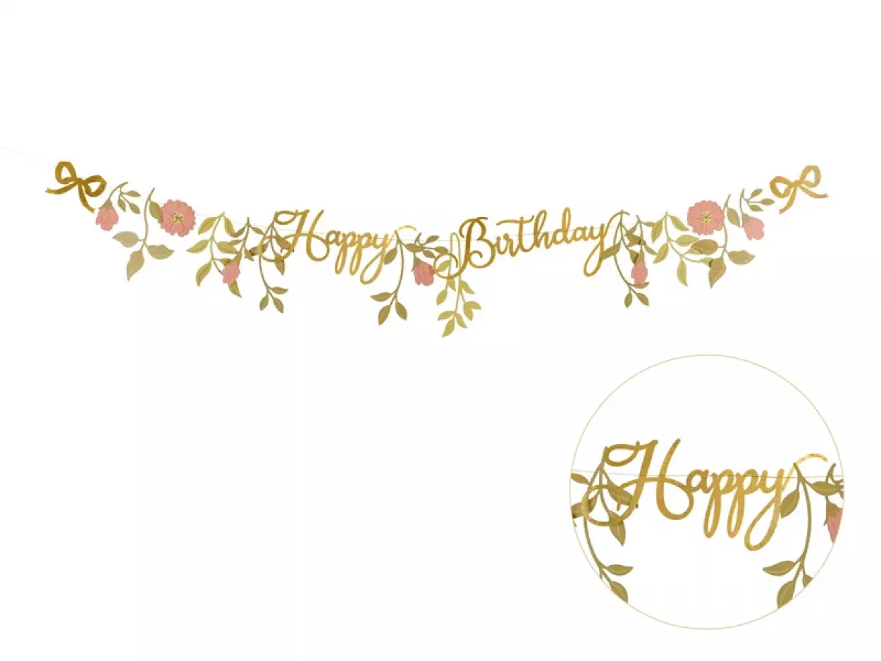 FESTONE HAPPY BIRTHDAY ROSA E ORO 1.3 MT GRL127