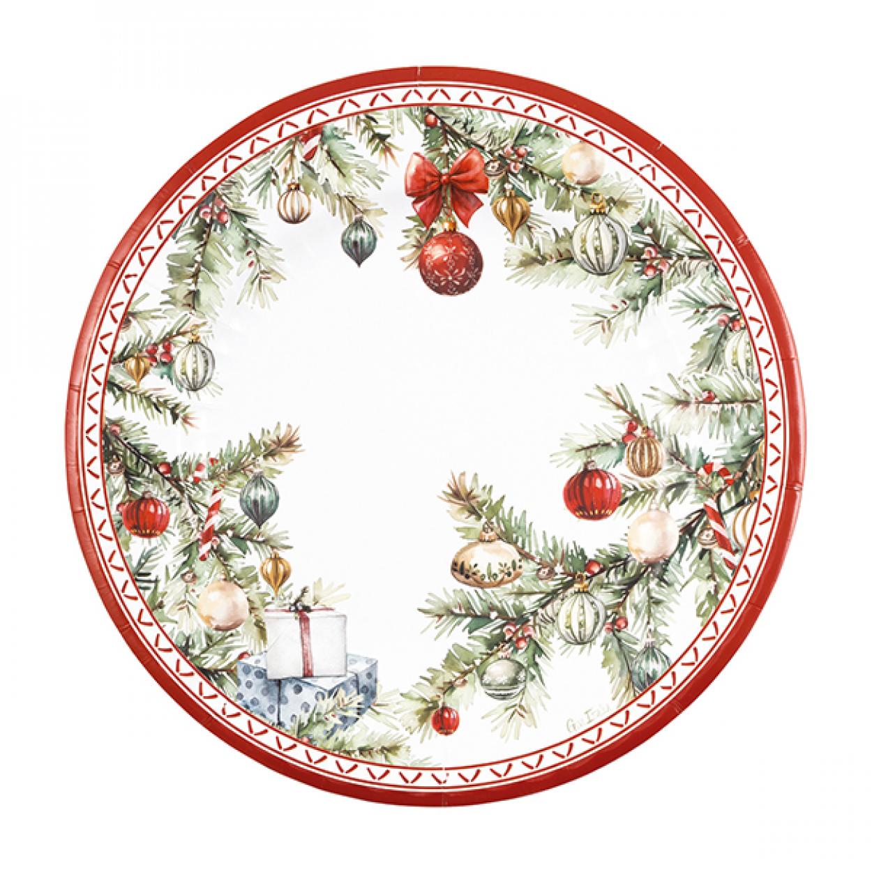 8 PIATTI CARTA NATALE CON FANTASIA CHRISTMAS GIFT 27 CM 64807