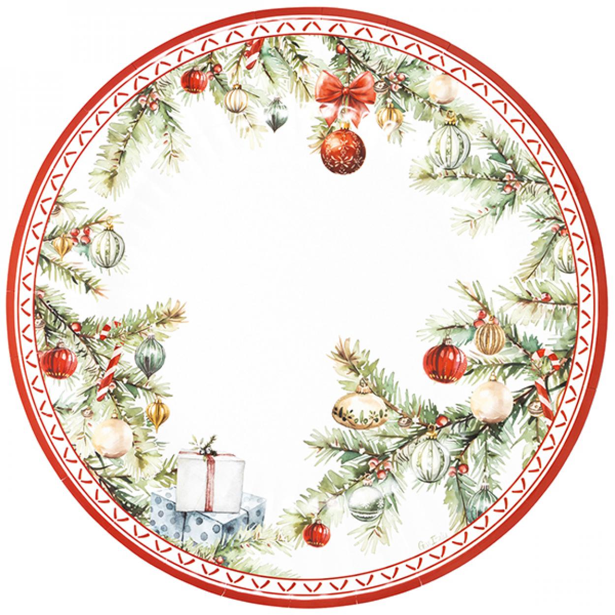 6 MAXI PIATTI CARTA NATALE CON FANTASIA CHRISTMAS GIFT 33 CM 64806