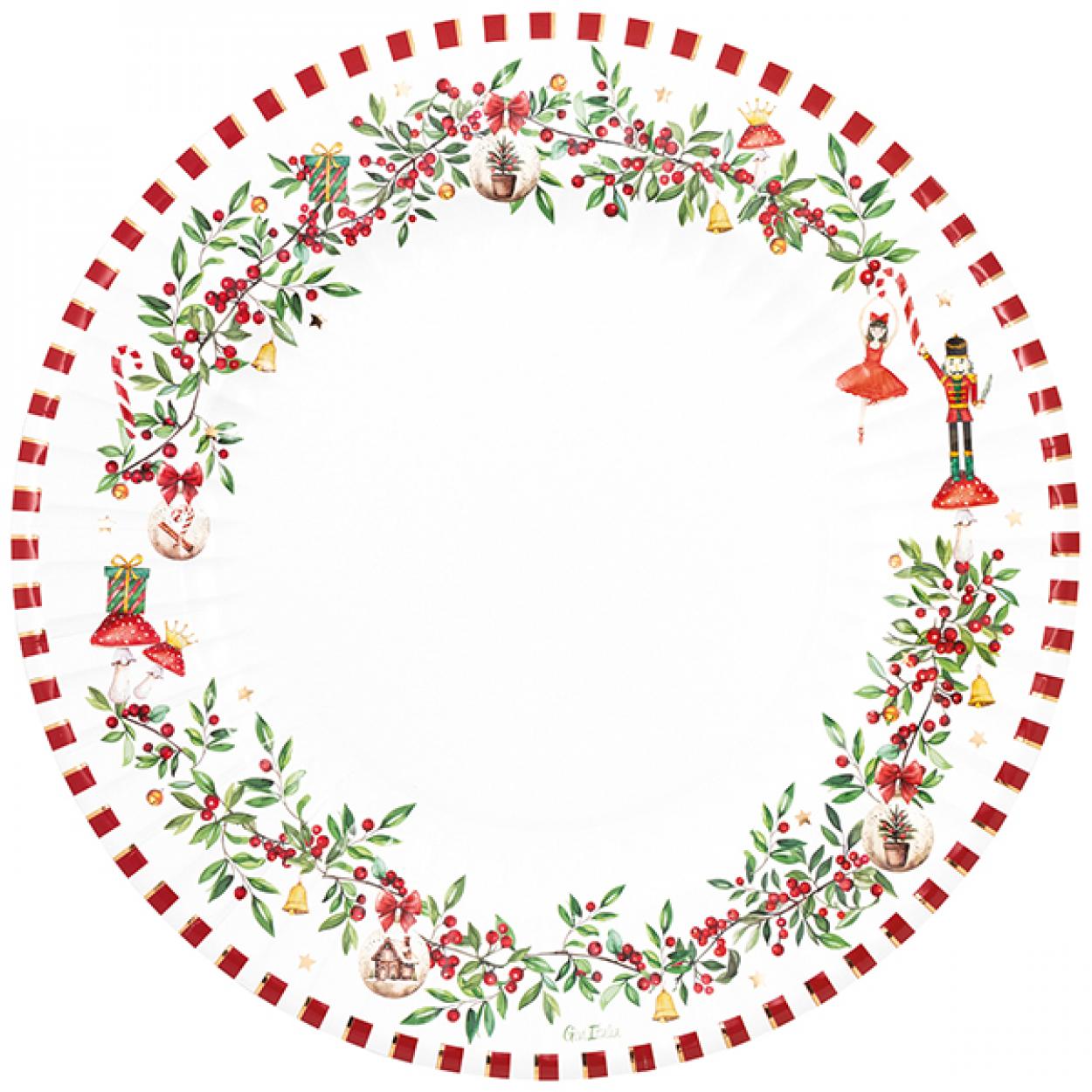 6 MAXI PIATTI CARTA NATALE CON FANTASIA CHRISTMAS VINTAGE 33 CM 64770