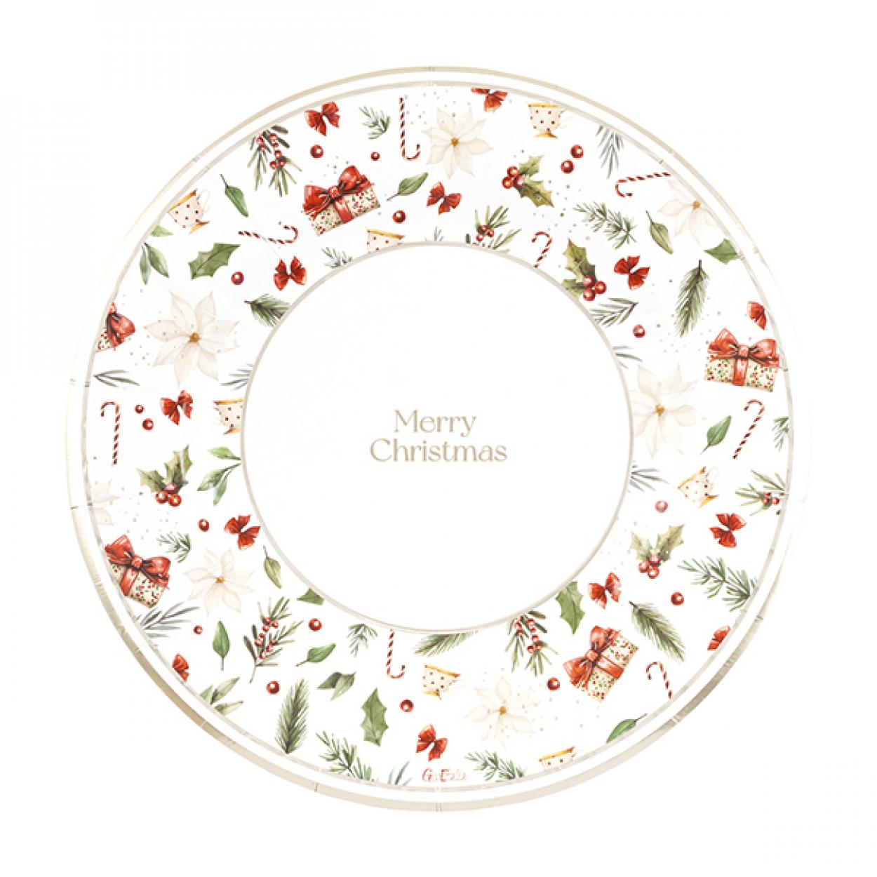 8 PIATTI CARTA NATALE CON FANTASIA "A LITTLE CHRISTMAS" 27 CM 64759