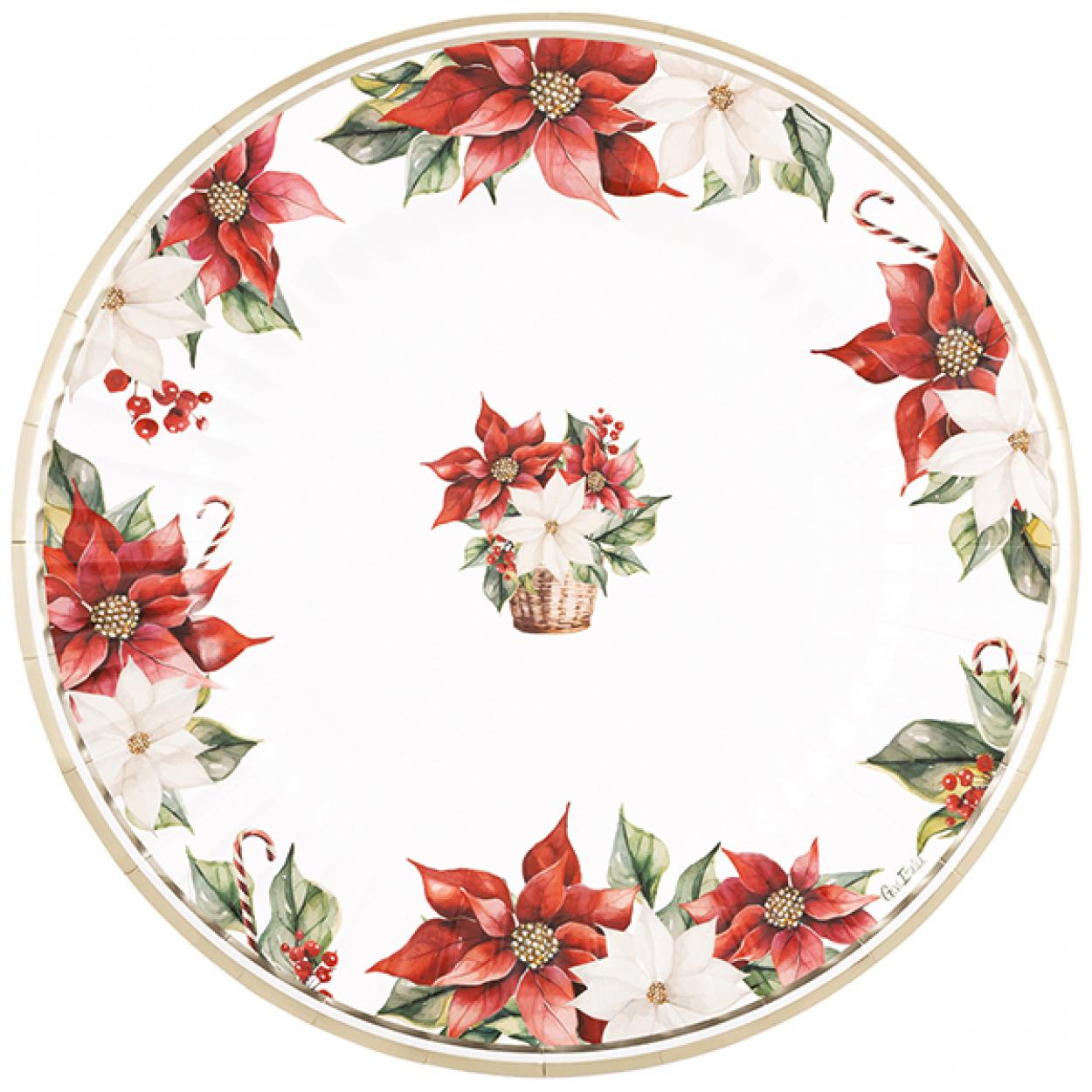 6 MAXI PIATTI CARTA NATALE CON FANTASIA "STELLA DI NATALE" 33 CM 64752