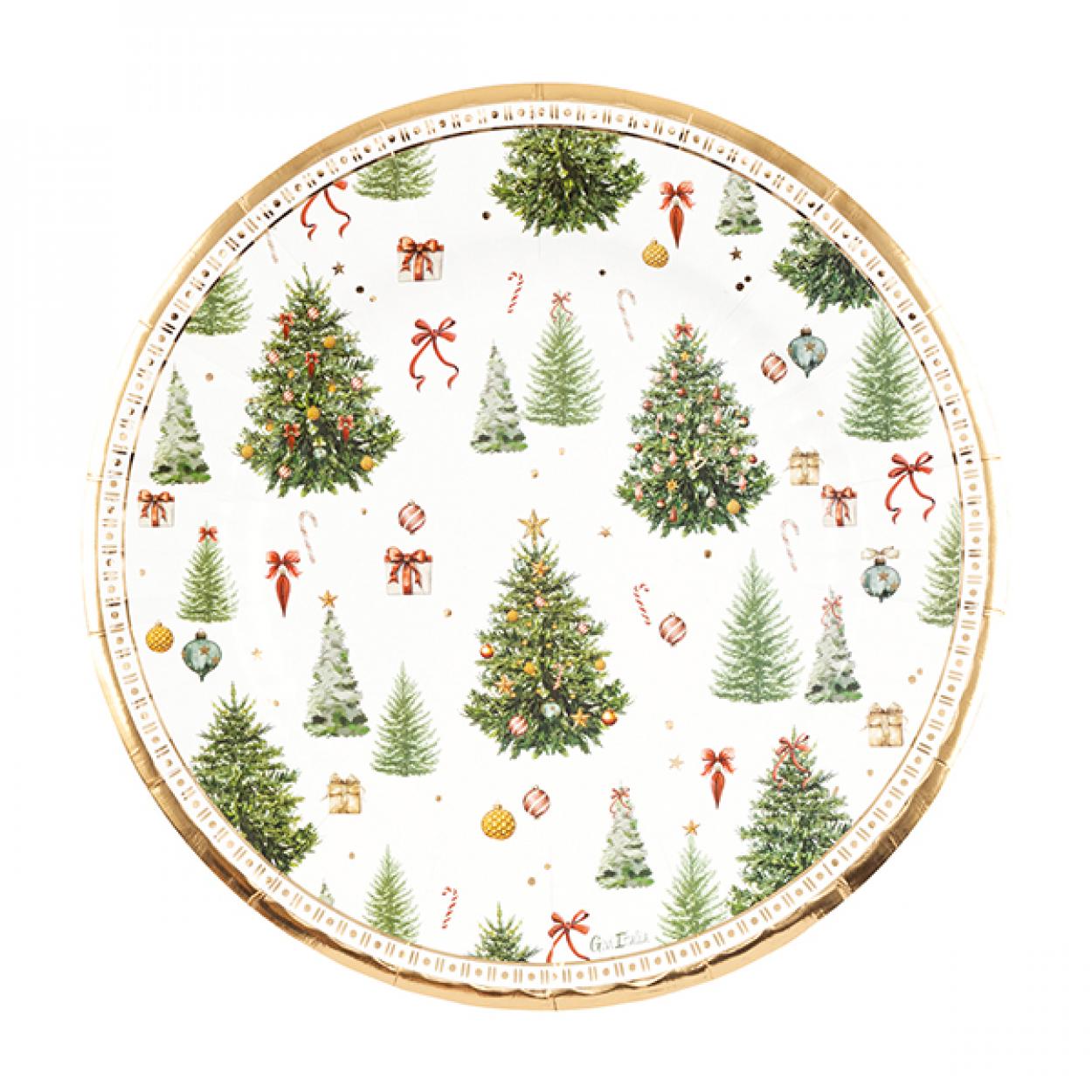 8 PIATTI CARTA NATALE CON FANTASIA "CHRISTMAS FOREST" 27 CM 64741