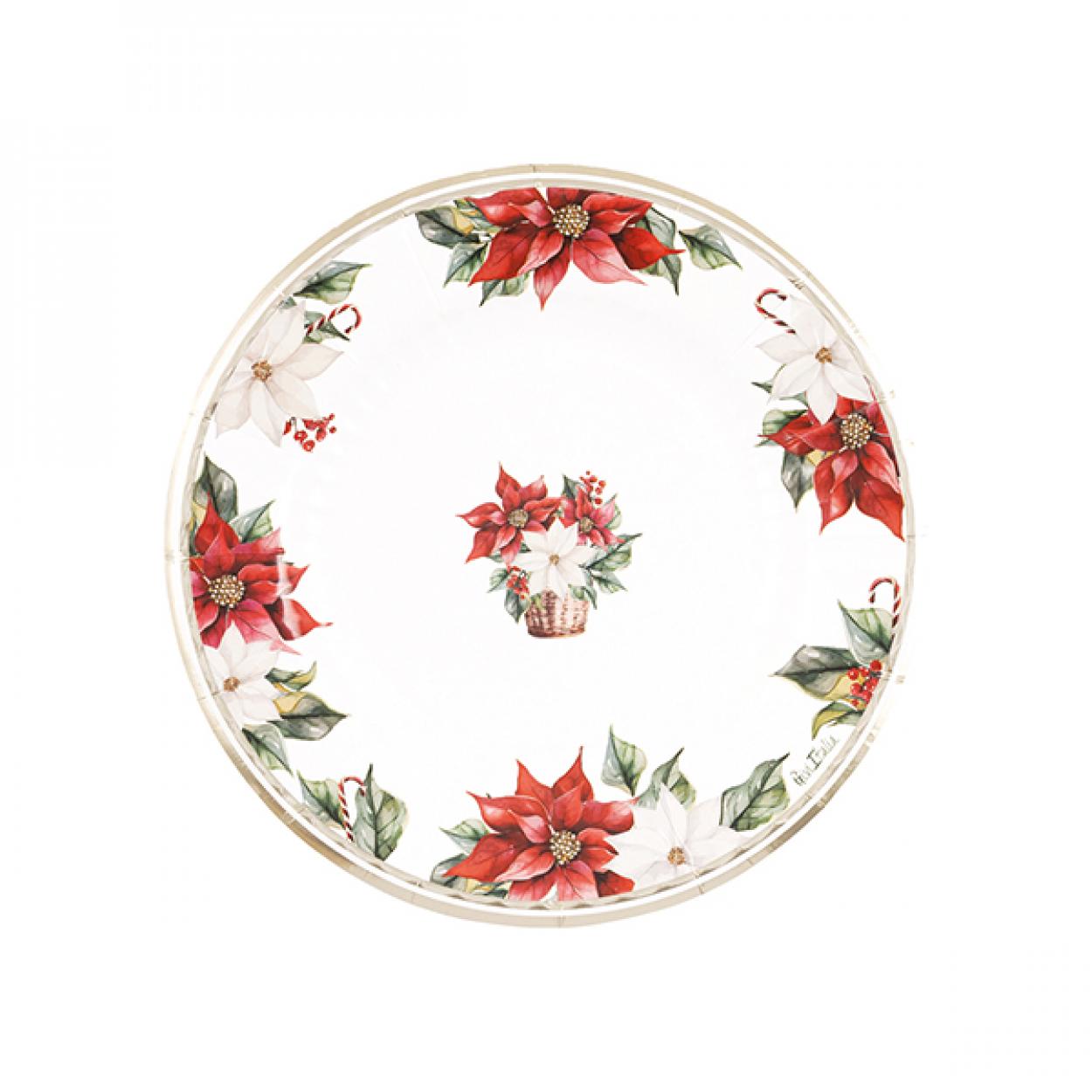 8 PIATTI CARTA NATALE CON FANTASIA "STELLA DI NATALE" 21 CM 64754
