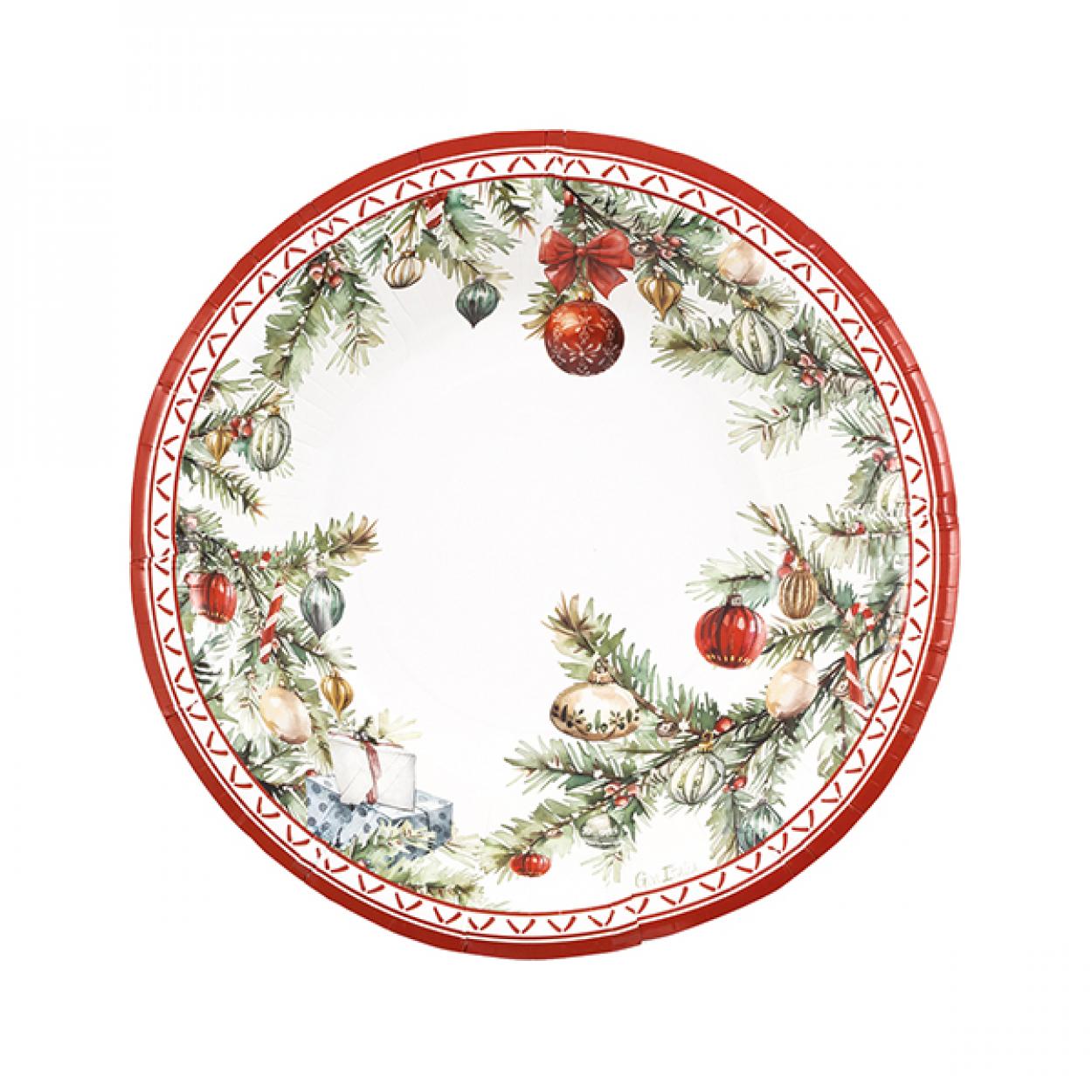8 PIATTI CARTA NATALE CON FANTASIA CHRISTMAS GIFT 24 CM 64809