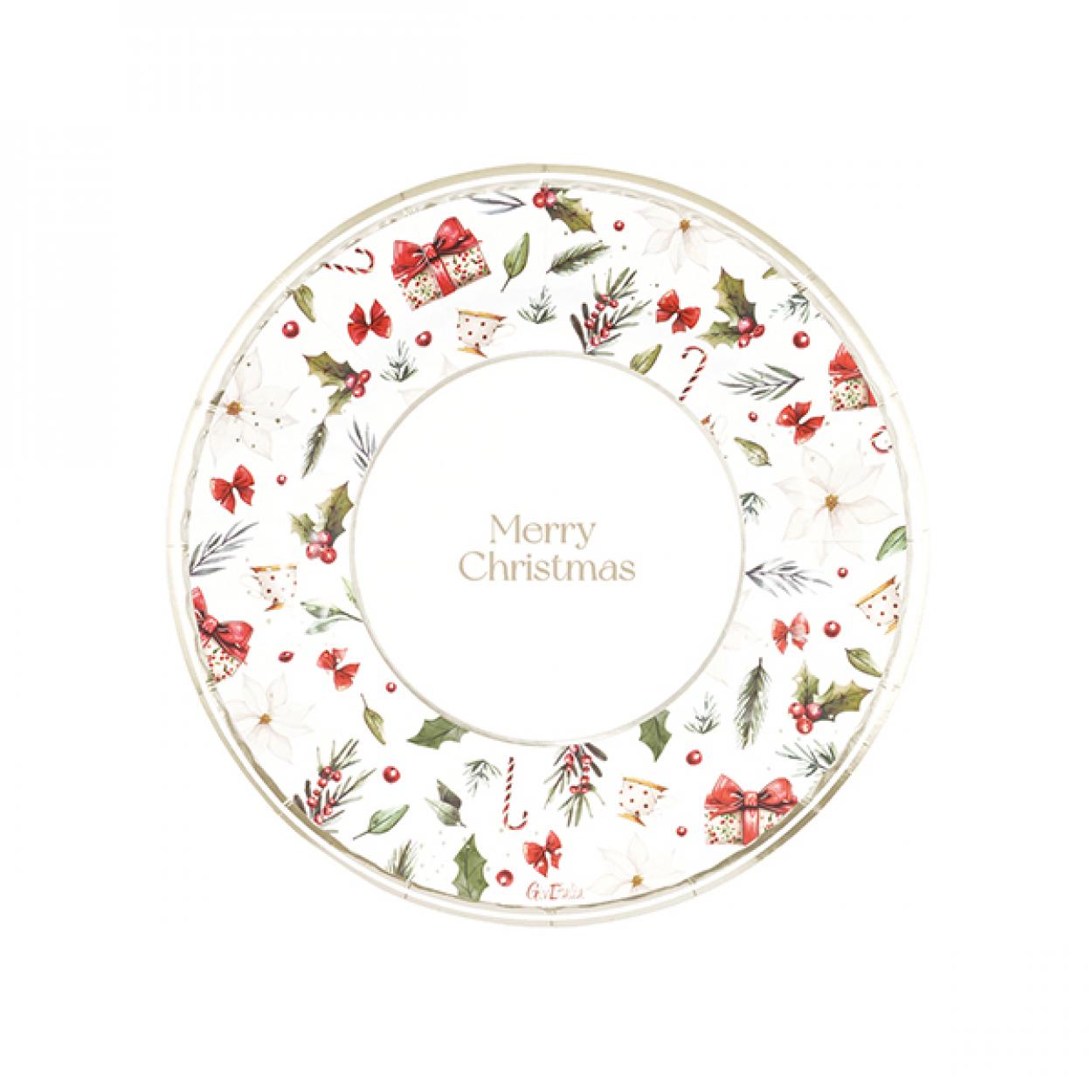8 PIATTI CARTA NATALE CON FANTASIA "A LITTLE CHRISTMAS" 21 CM 64760