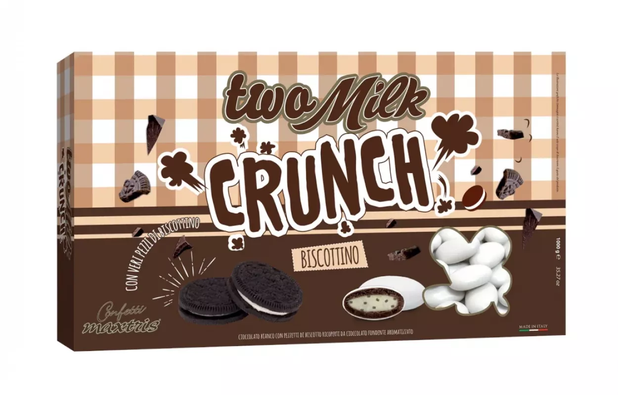 CONFETTI MAXTRIS TWO MILK CRUNCH BISCOTTINO 1 KG TWOCRUBIS