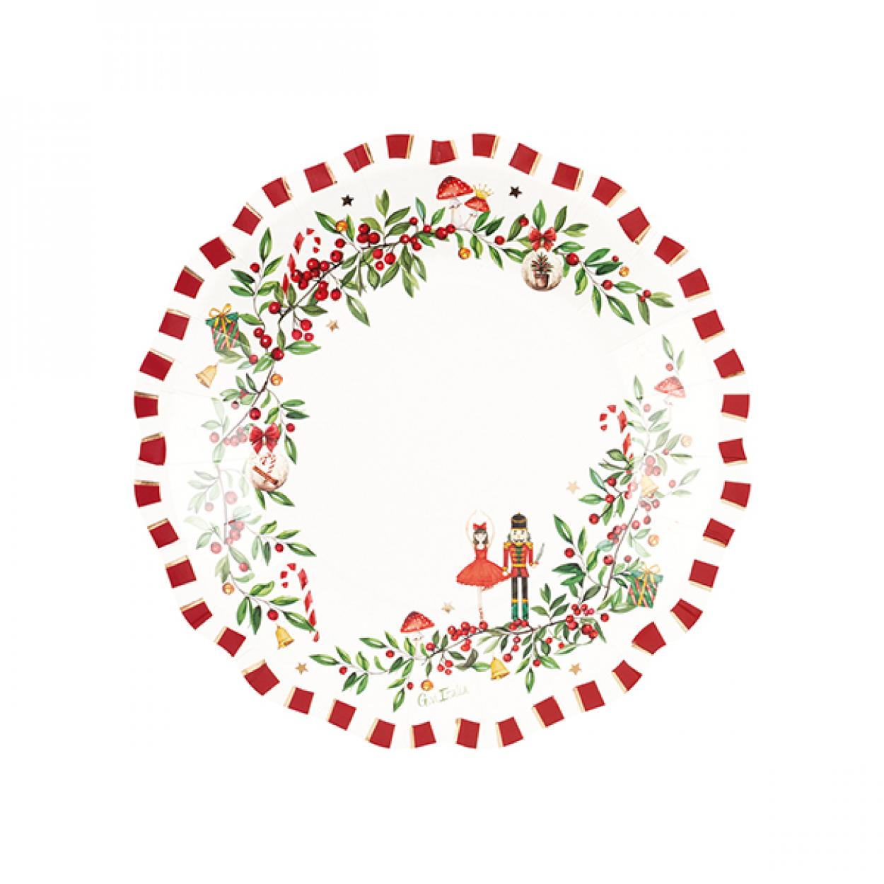 8 PIATTI CARTA NATALE CON FANTASIA NEW LIBERTY VINTAGE 21 CM 64772