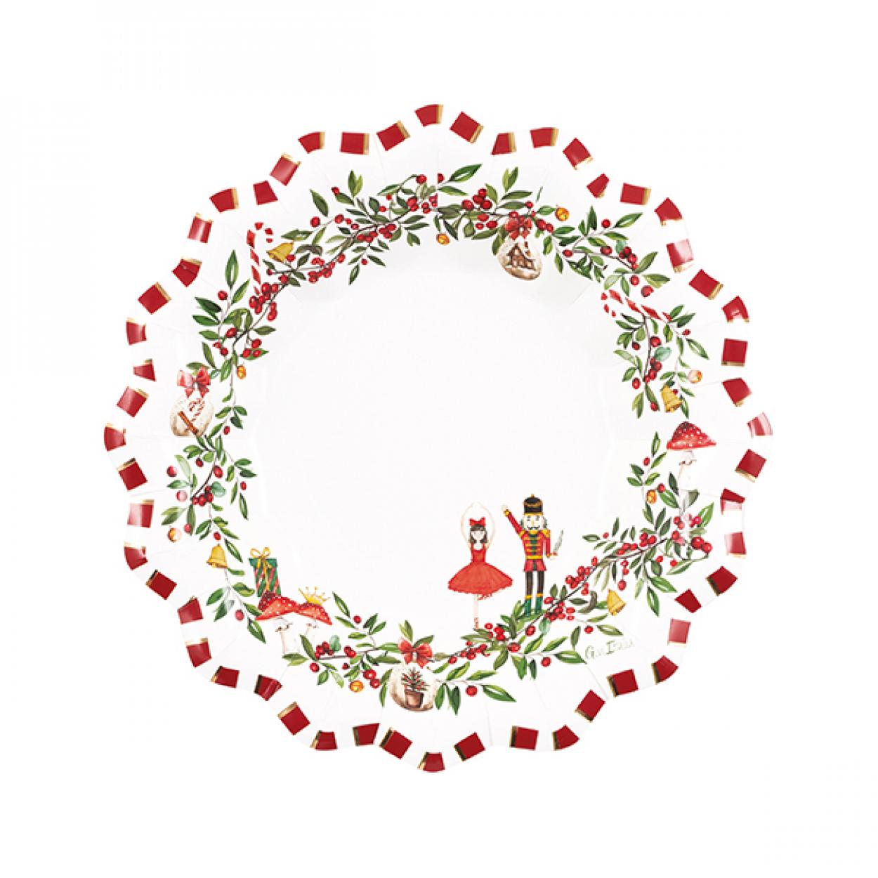 8 PIATTI CARTA NATALE CON FANTASIA NEW LIBERTY VINTAGE 24 CM 64773