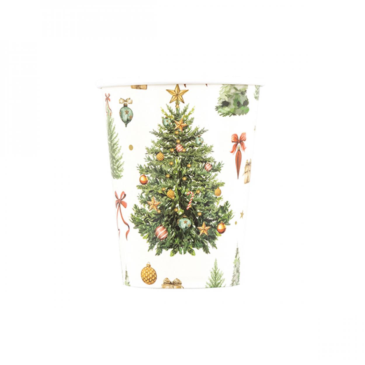 8 BICCHIERI CARTA NATALE CON FANTASIA "CHRISTMAS FOREST" 64744