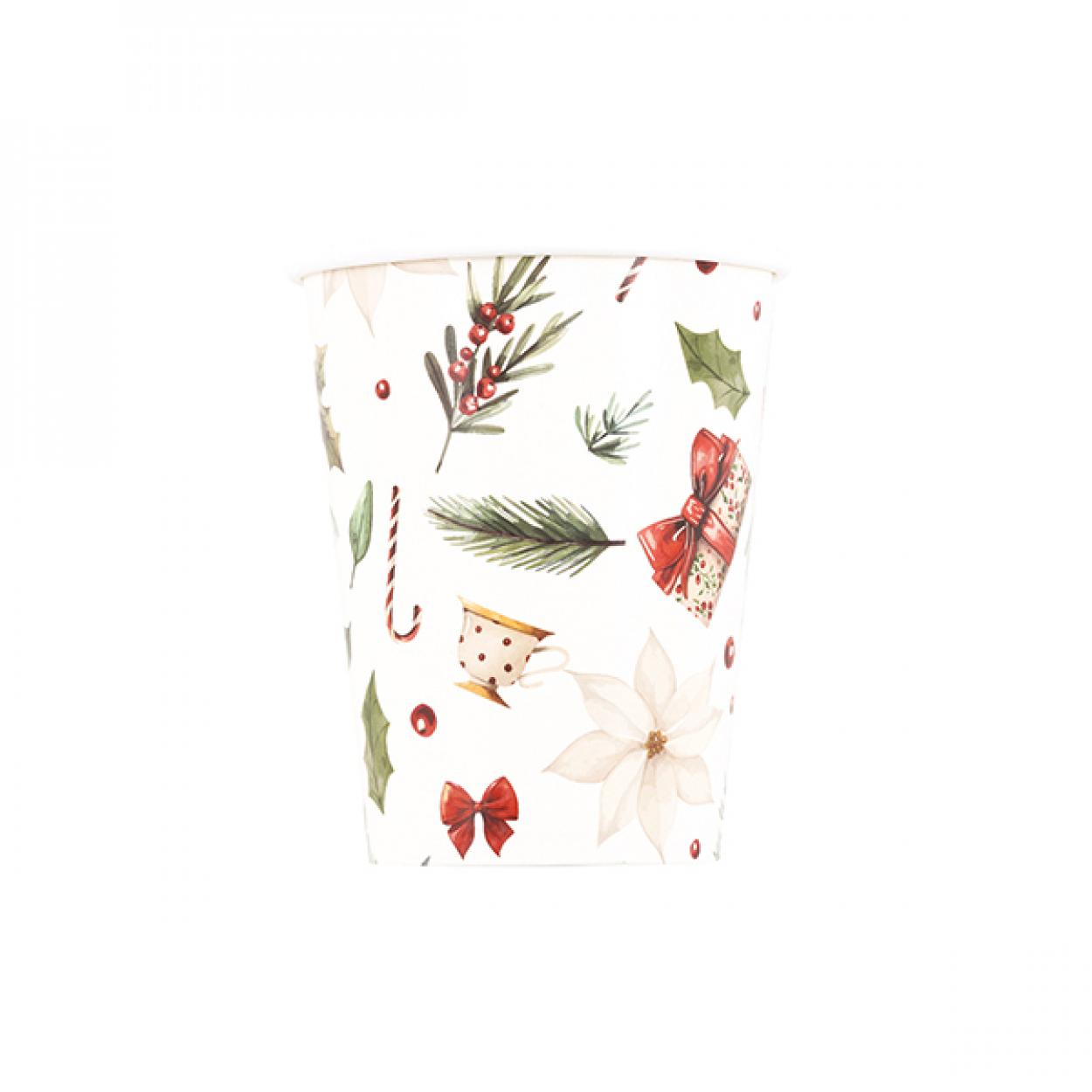 8 BICCHIERI CARTA NATALE CON FANTASIA "A LITTLE CHRISTMAS" 64762