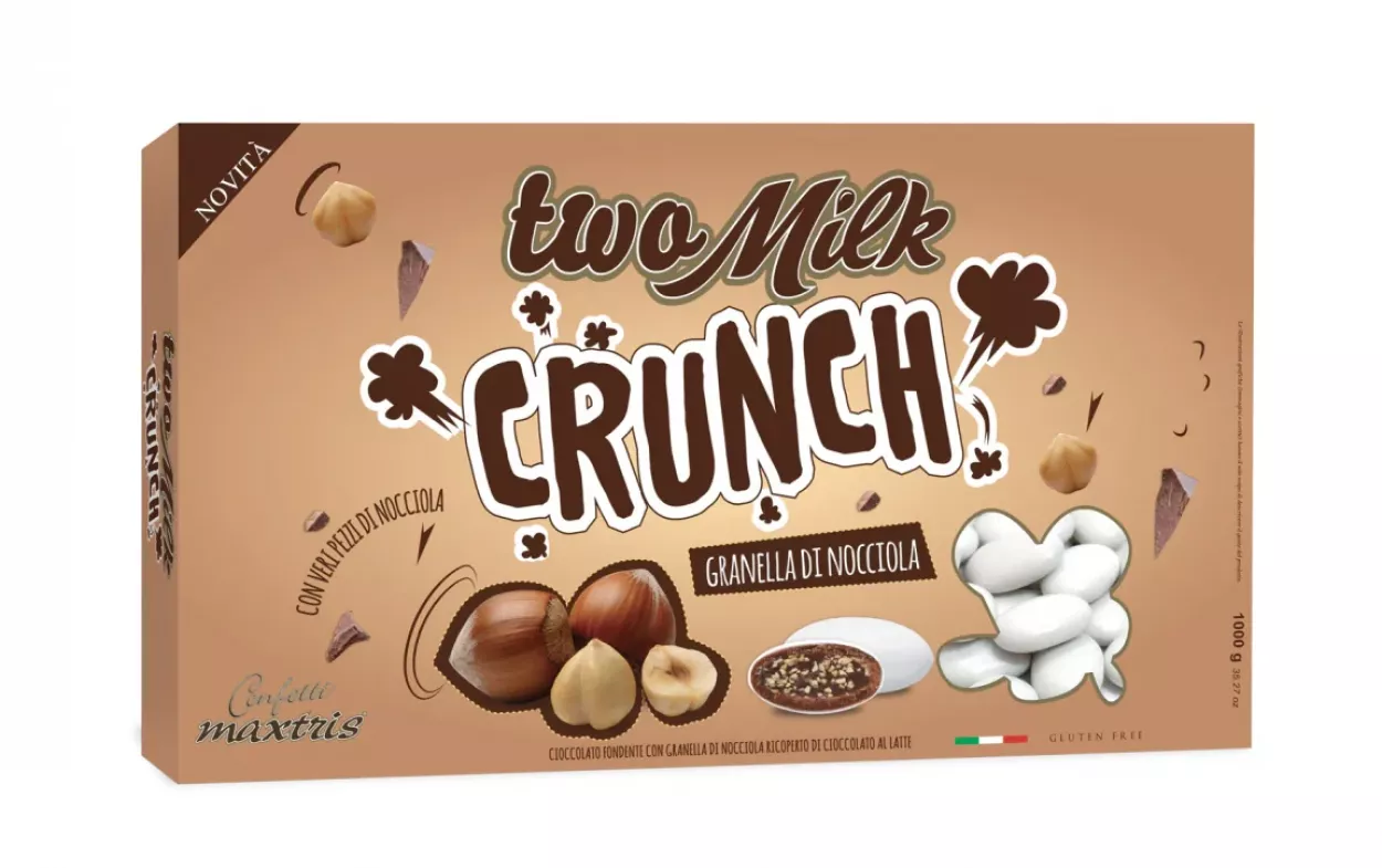 CONFETTI MAXTRIS TWO MILK CRUNCH GRANELLA DI NOCCIOLA BIANCHI 1 KG TWOCRUNOC