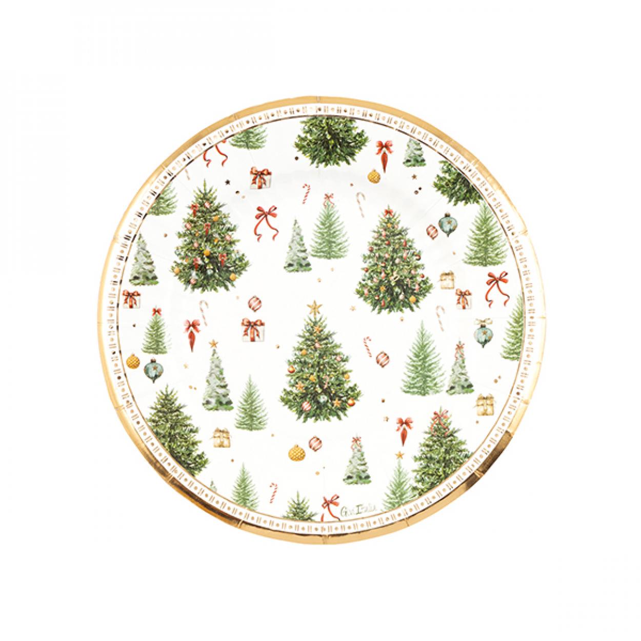 8 PIATTI CARTA NATALE CON FANTASIA "CHRISTMAS FOREST" 21 CM 64742