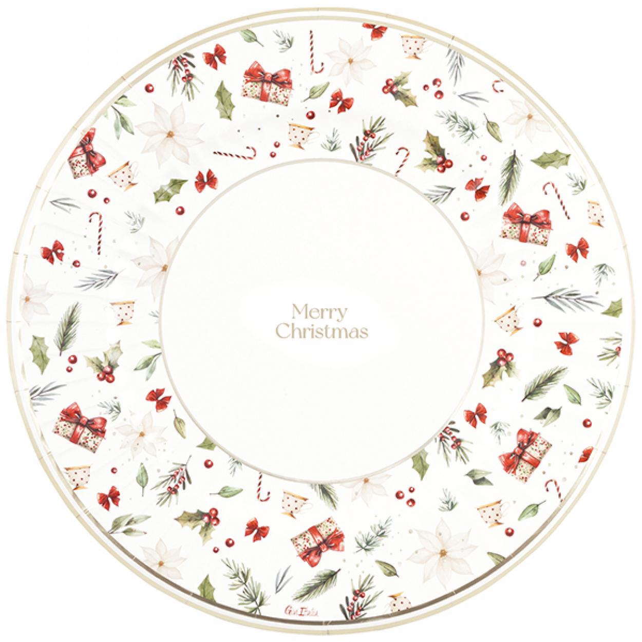 6 MAXI PIATTI CARTA NATALE CON FANTASIA "A LITTLE CHRISTMAS" 33 CM 64758