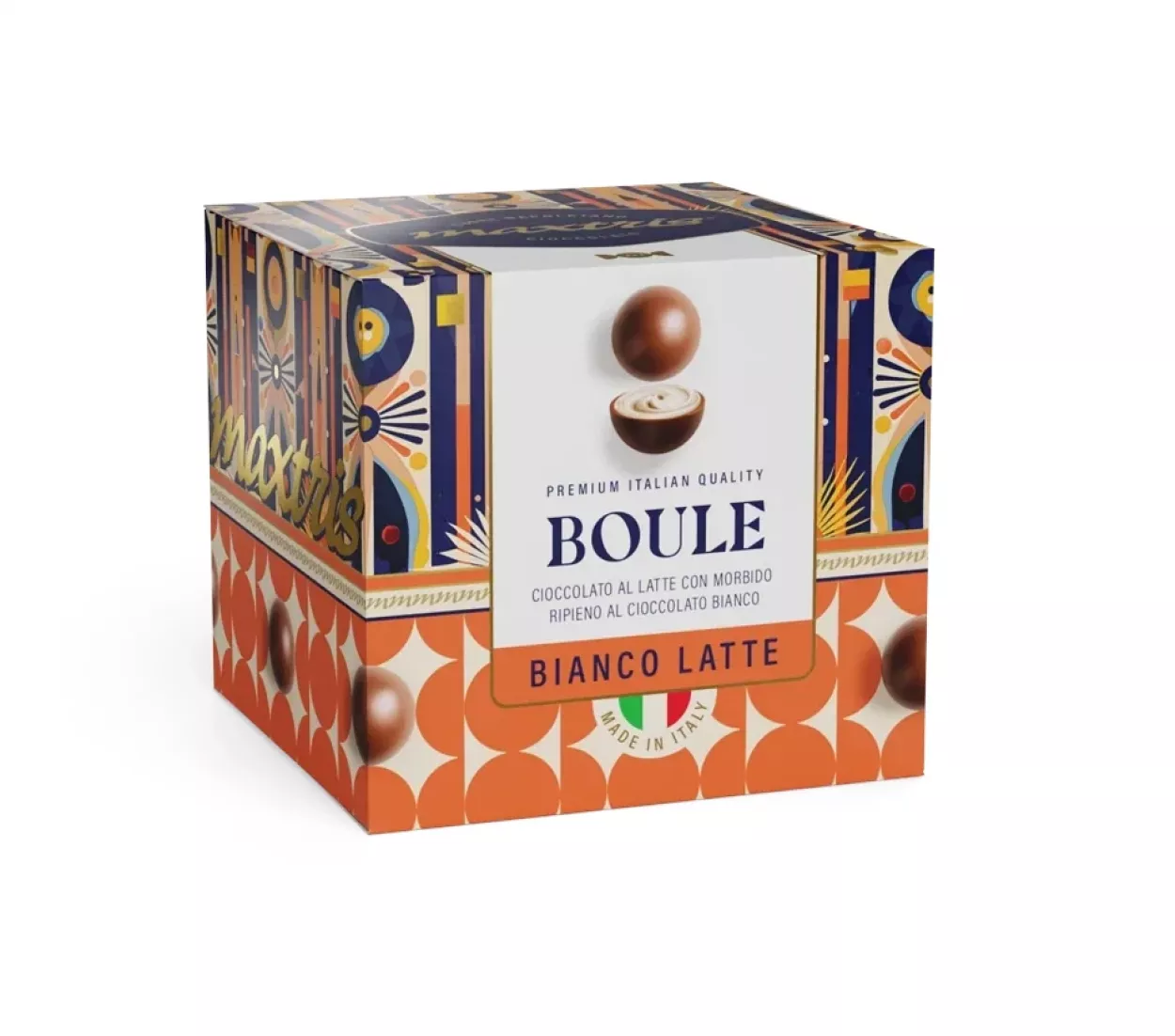 BOULE CIOCCOLATO MAXTRIS BIANCOLATTE CUBOTTO 180GR SCBOUBL180