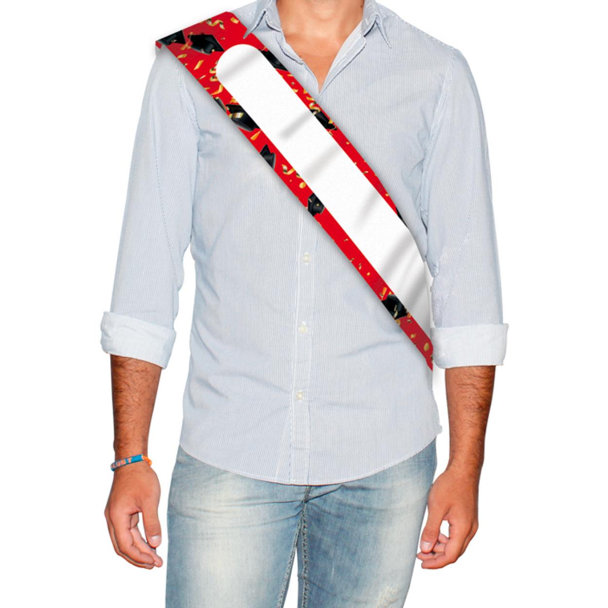 FASCIA PREMIO METALLIZZATA LAUREA PERSONALIZZATA 168 X 10 CM ROSSA 81550