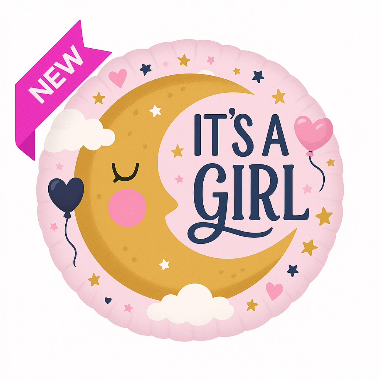 PALLONCINO PRIMA TONDO FOIL 18" ITS A GIRL MOON - 1 PZ PF-0058-18-50-1