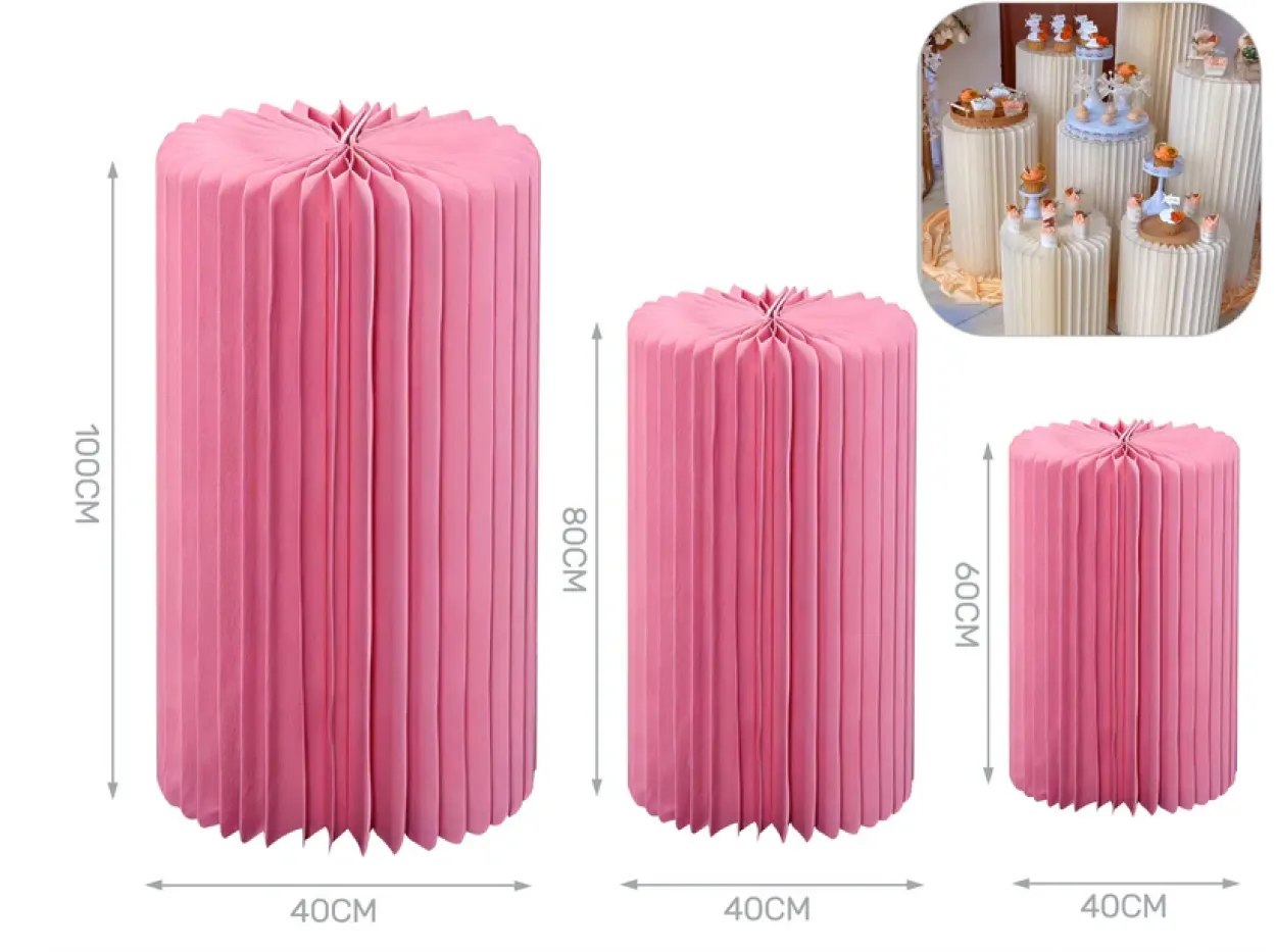 SET 3 CILINDRI IN CARTA ROSA 100-80-60x40 41429 13027