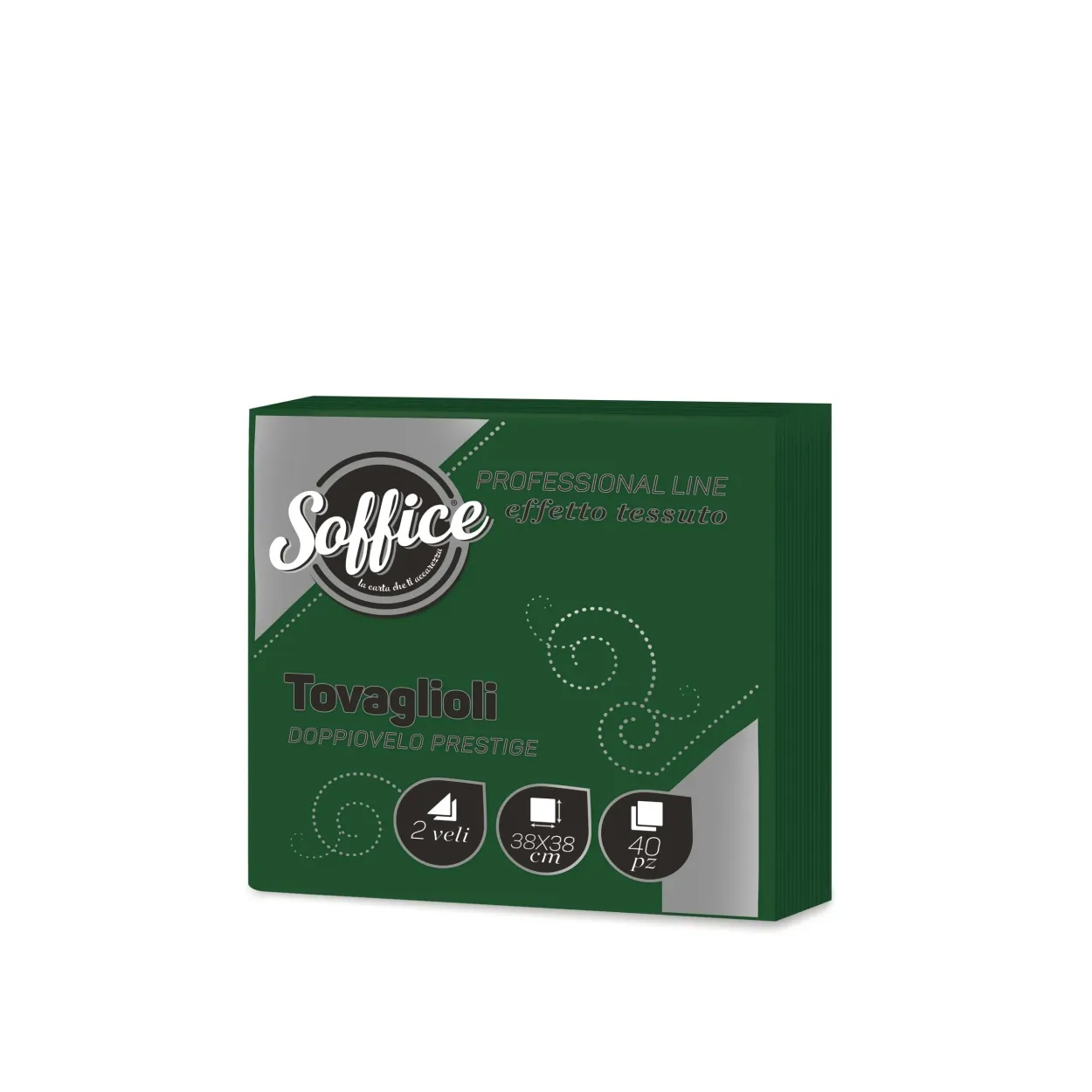 TOVAGLIOLI SOFFICE 38x38 VERDE 40pz 5355