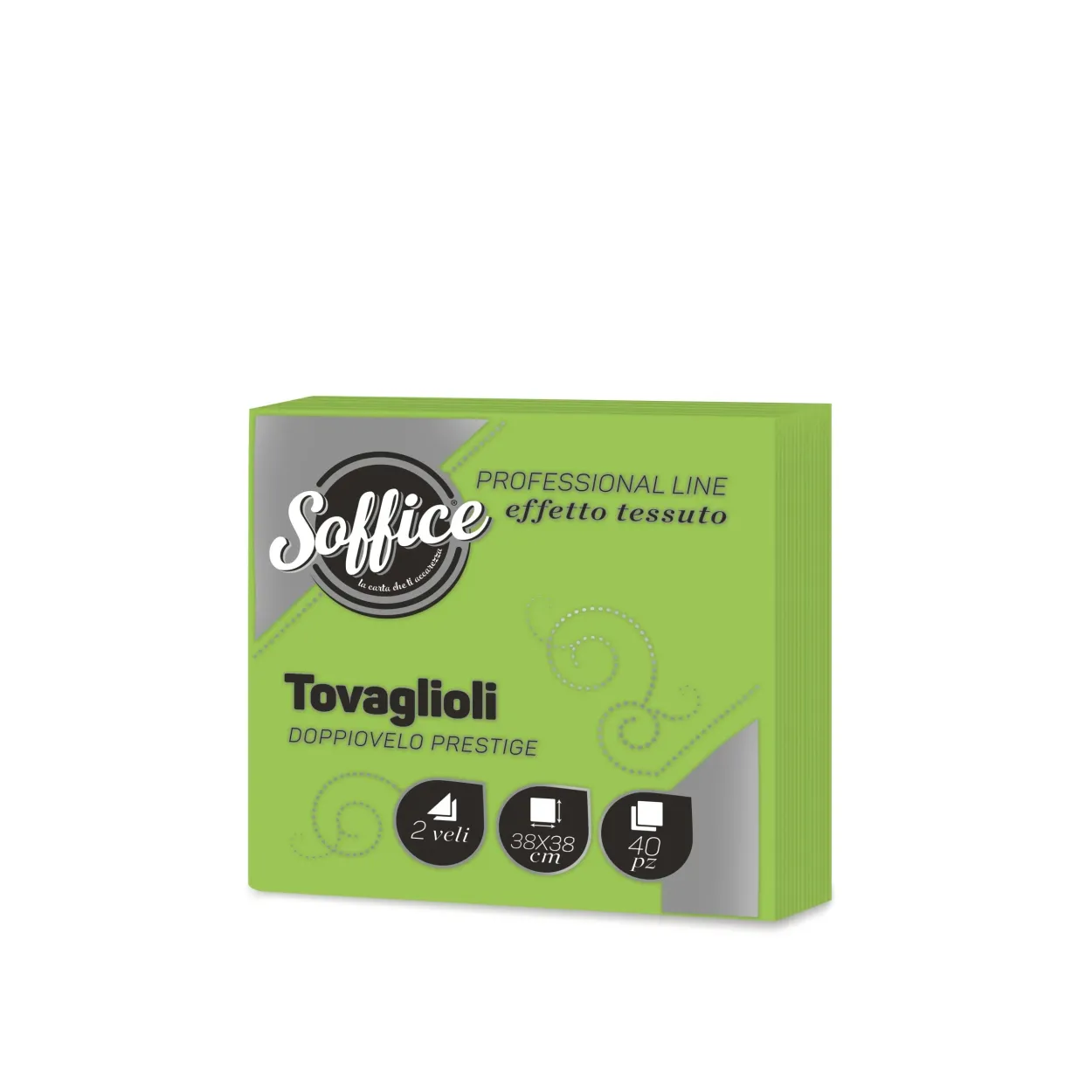 TOVAGLIOLI SOFFICE 38x38 VERDE CEDRO 40pz 5475