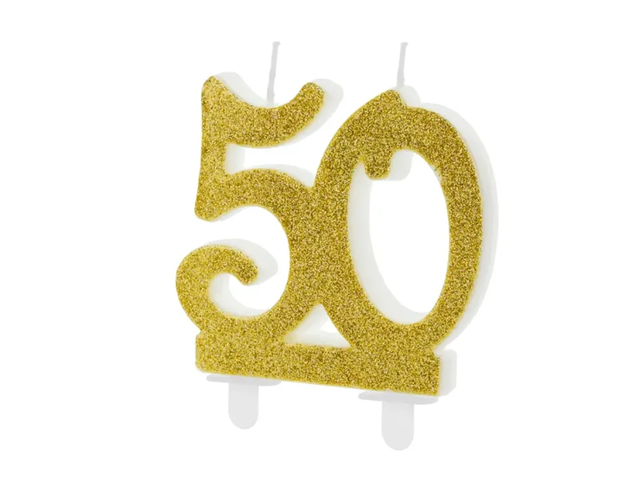 CANDELINA 50 ANNI ORO GLITTER 7.5CM SCU5-50-019 11200