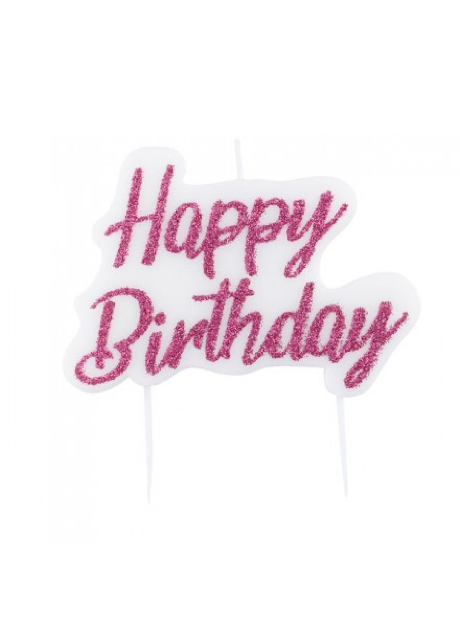 CANDELINA HAPPY BIRTHDAY FUCSIA GLITTER 51153 11199