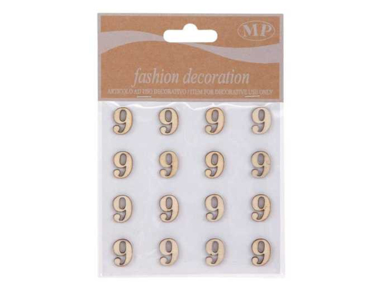 MINI NUMERI STICKER IN LEGNO PZ16 CM10X10