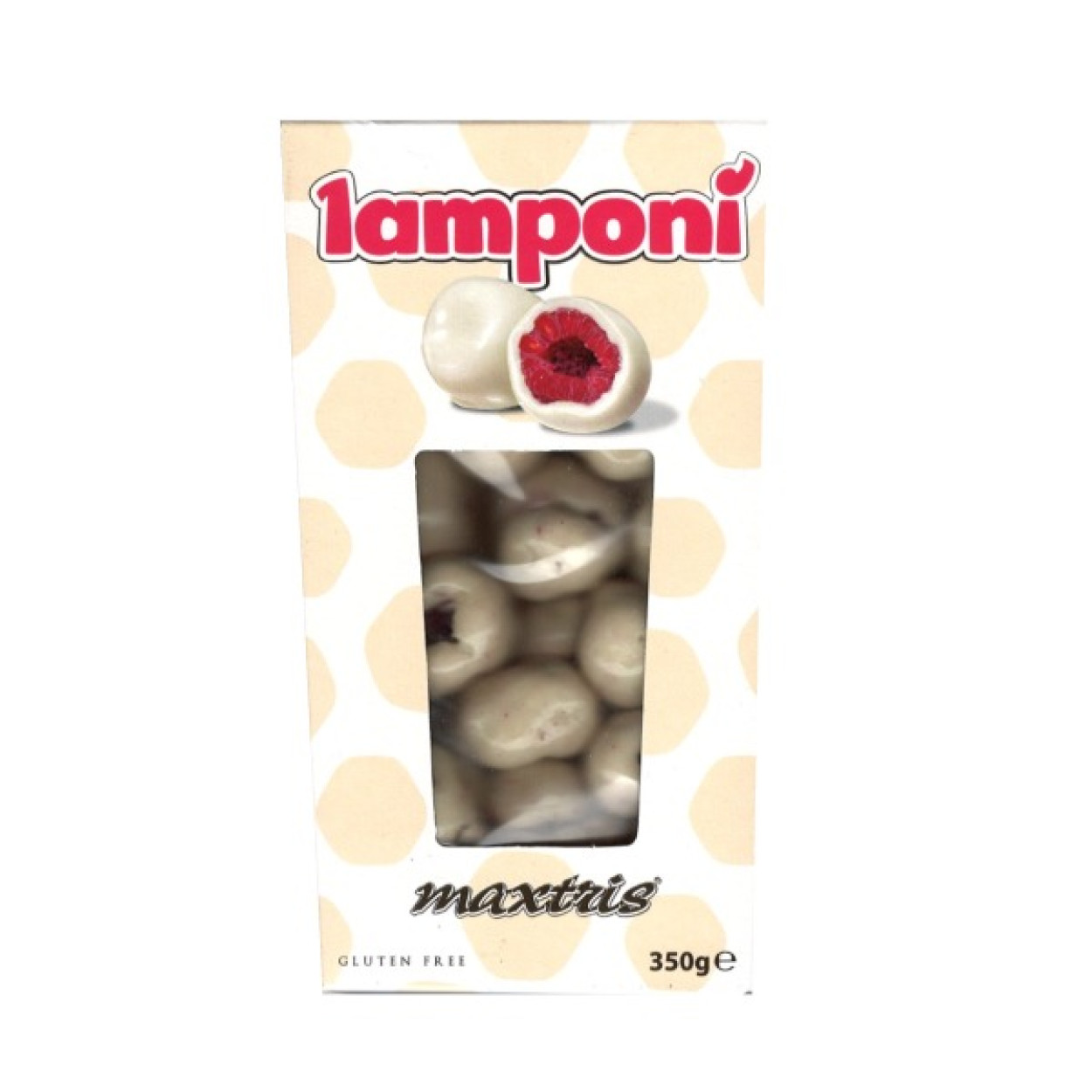 CONFEZIONE LAMPONI' MAXTRIS BIANCO LAMPONE E CIOCCOLATO BIANCO 350GR LAMPONB